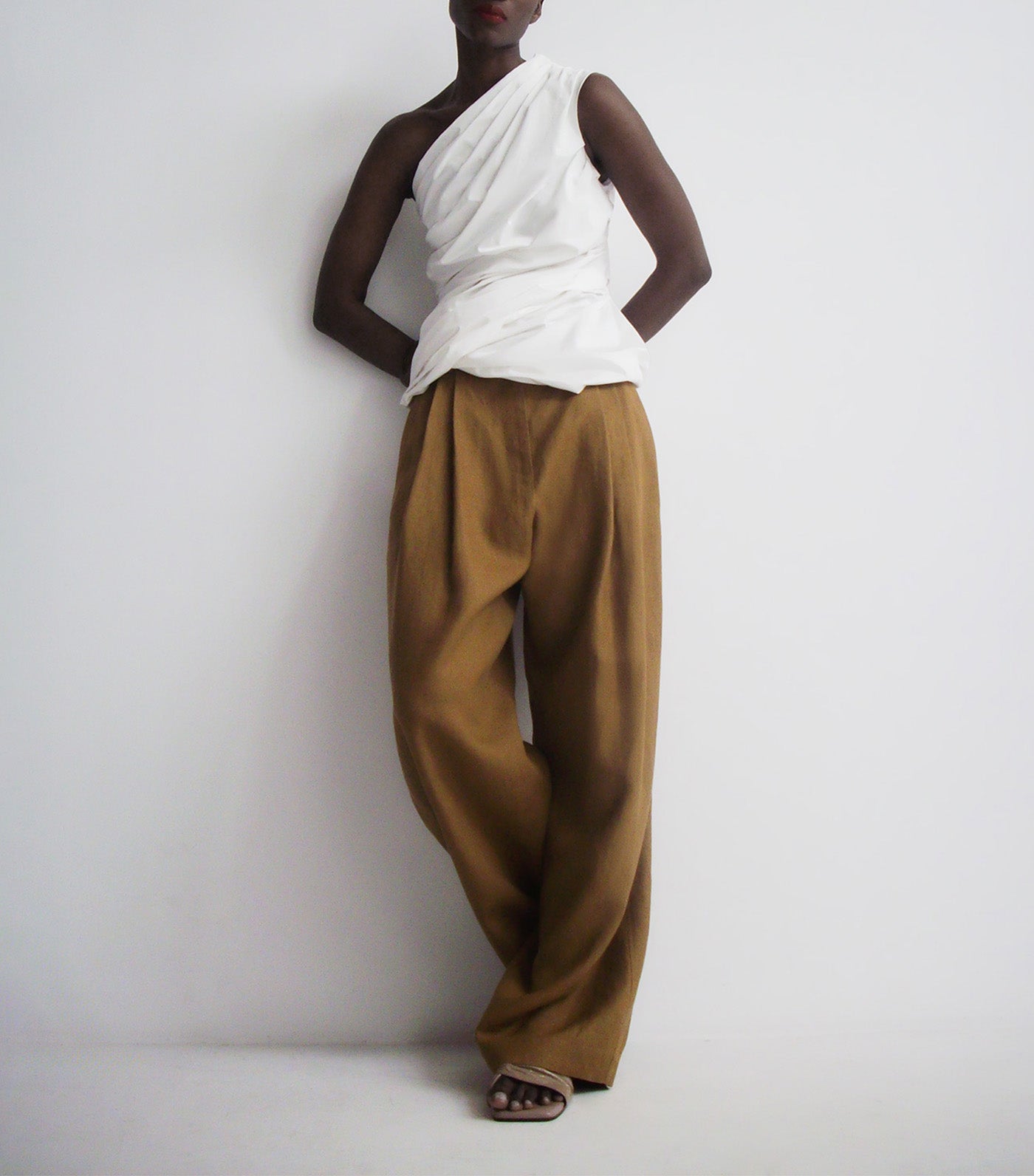 Cotton Asymmetrical Draped Top White