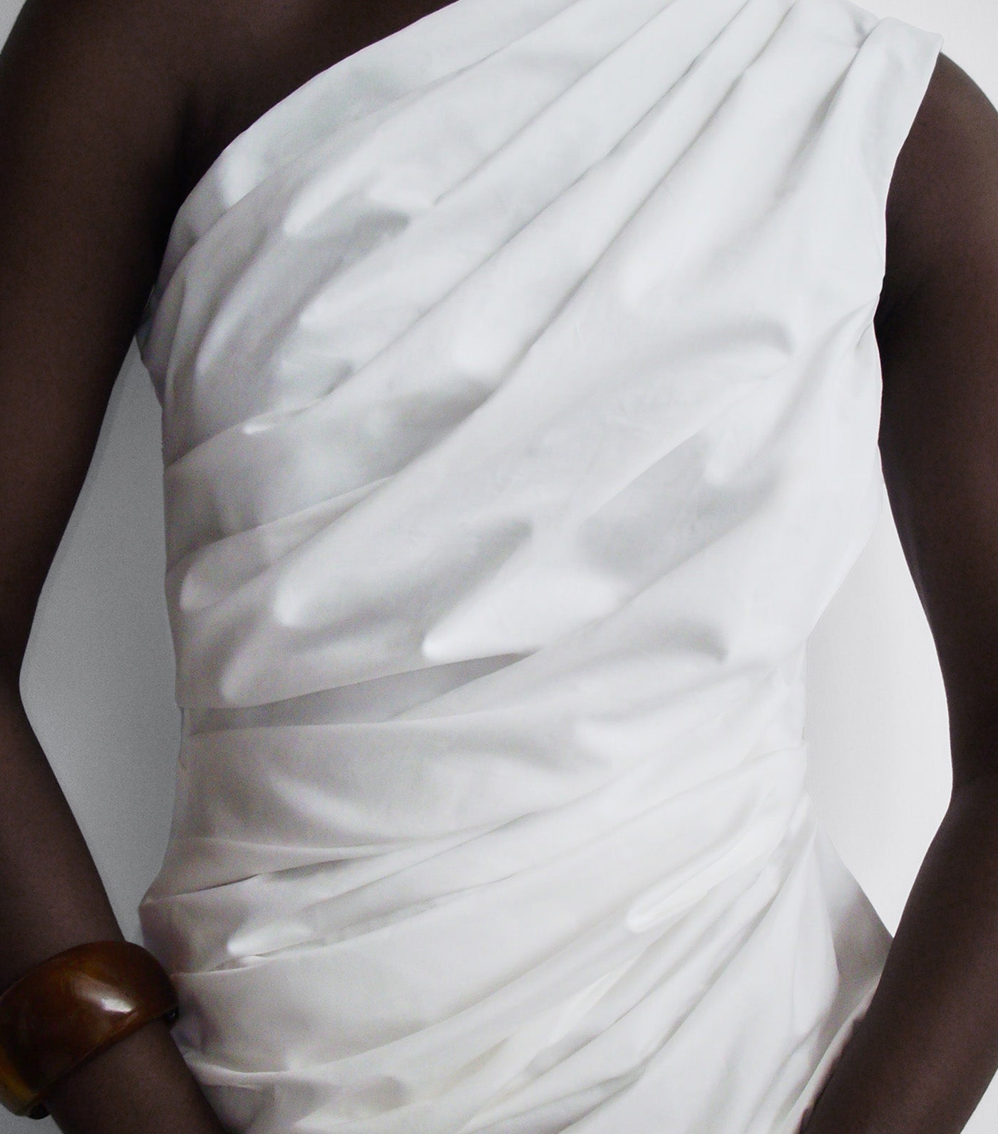 Cotton Asymmetrical Draped Top White