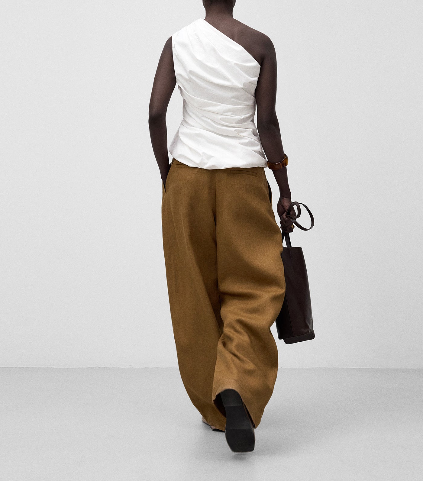 Cotton Asymmetrical Draped Top White