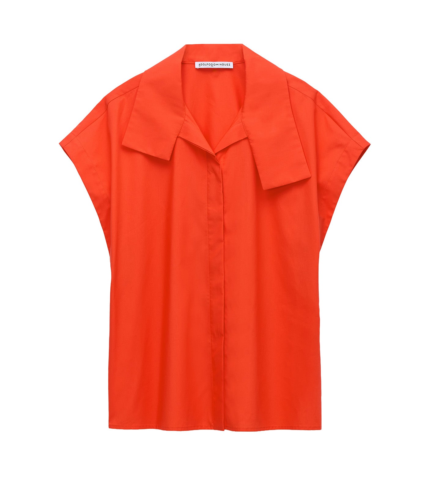 Open Band Collar Straight Shirt Orange