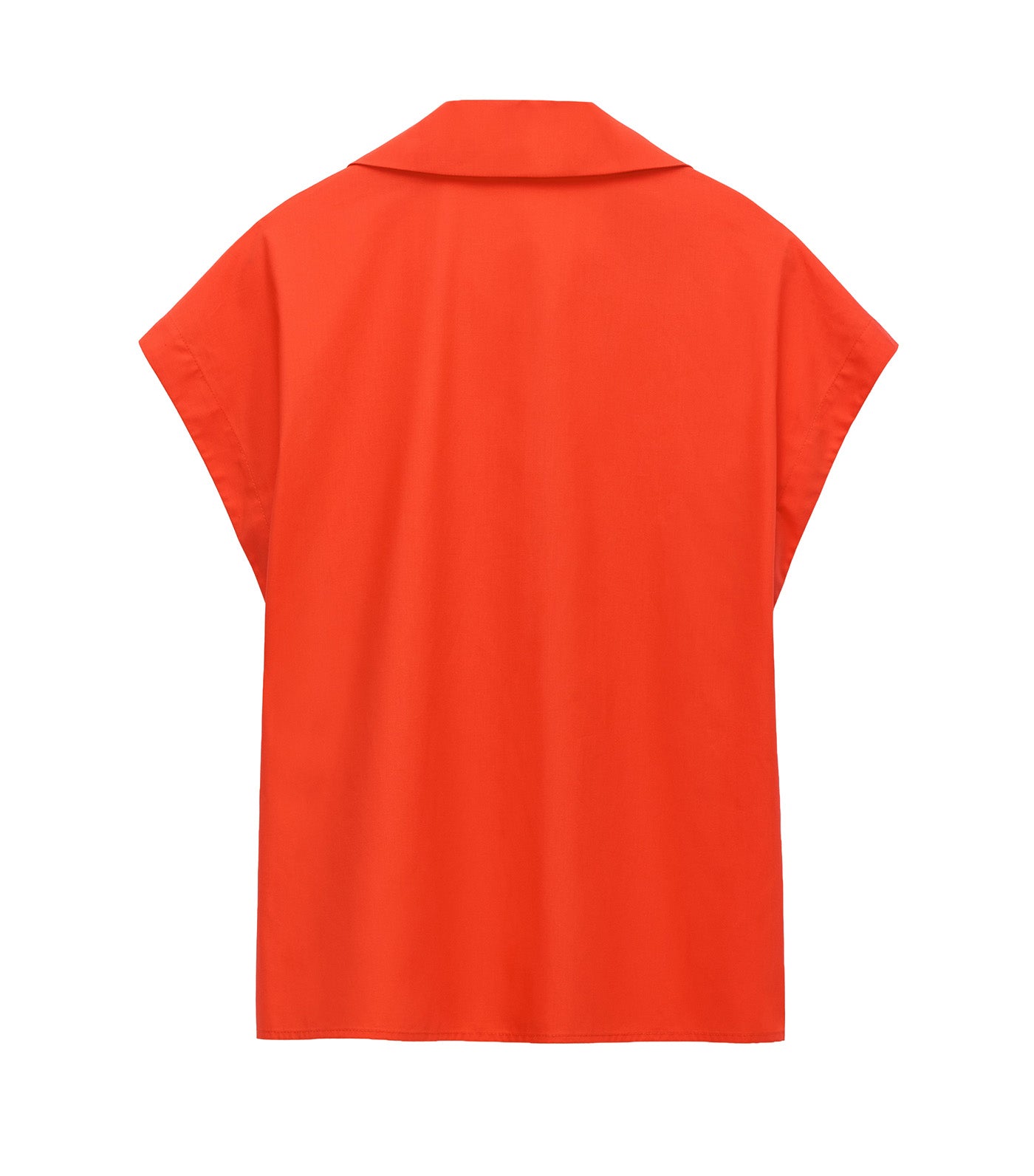 Open Band Collar Straight Shirt Orange