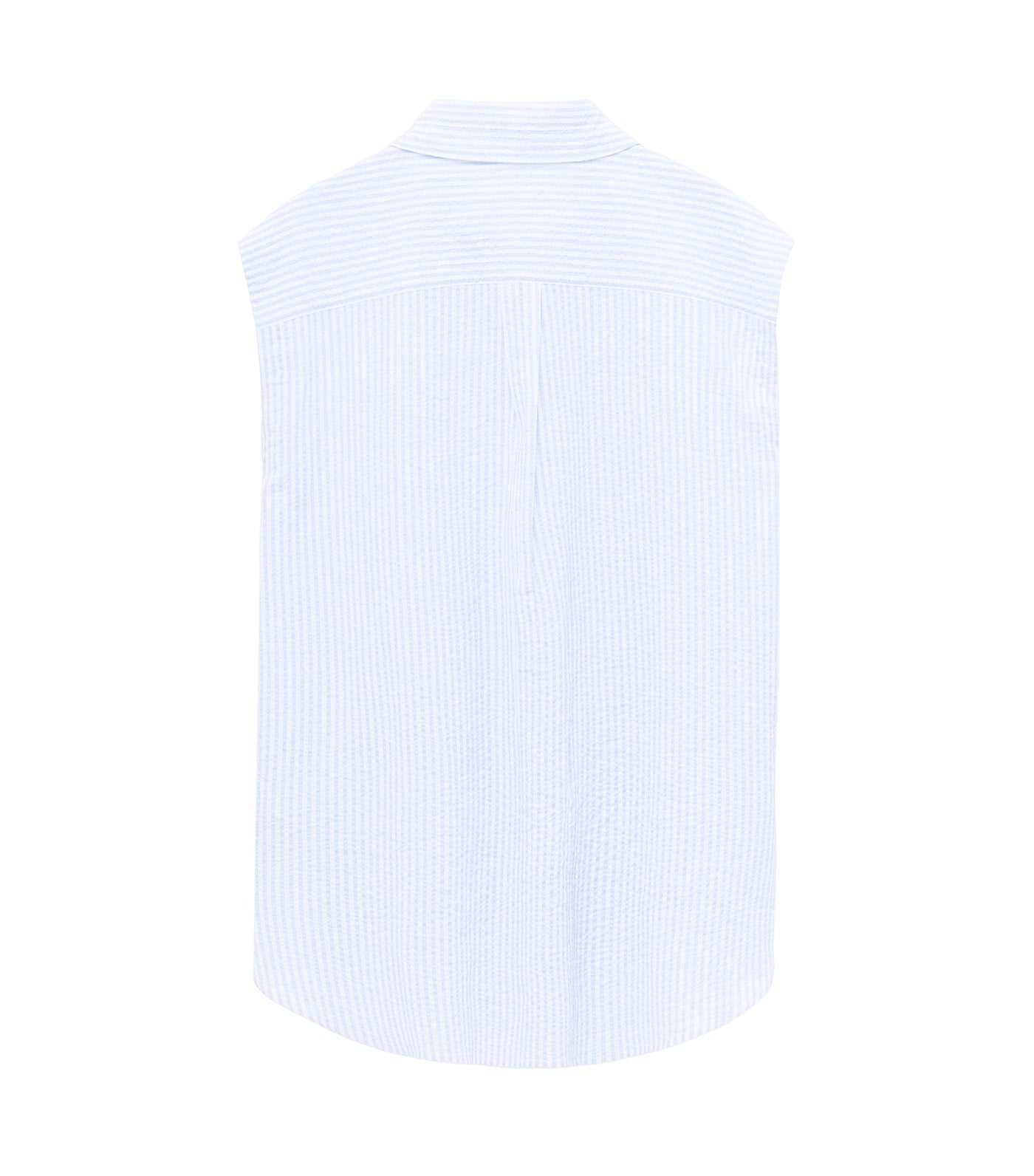 Seersucker Striped Armhole Sleeve Shirt Blue Stripe