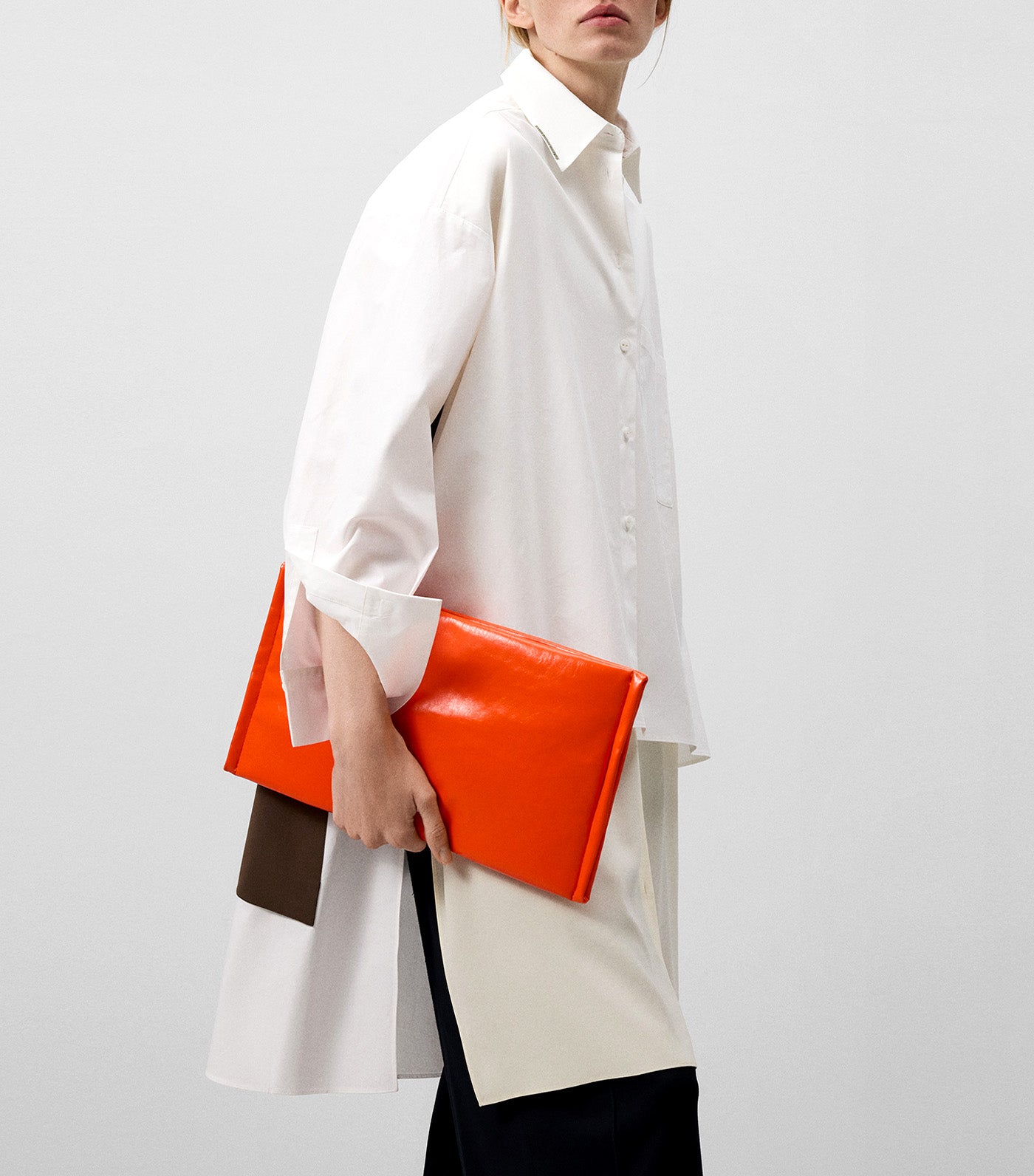 Oversize Shirt with Overlay Piece Ecru