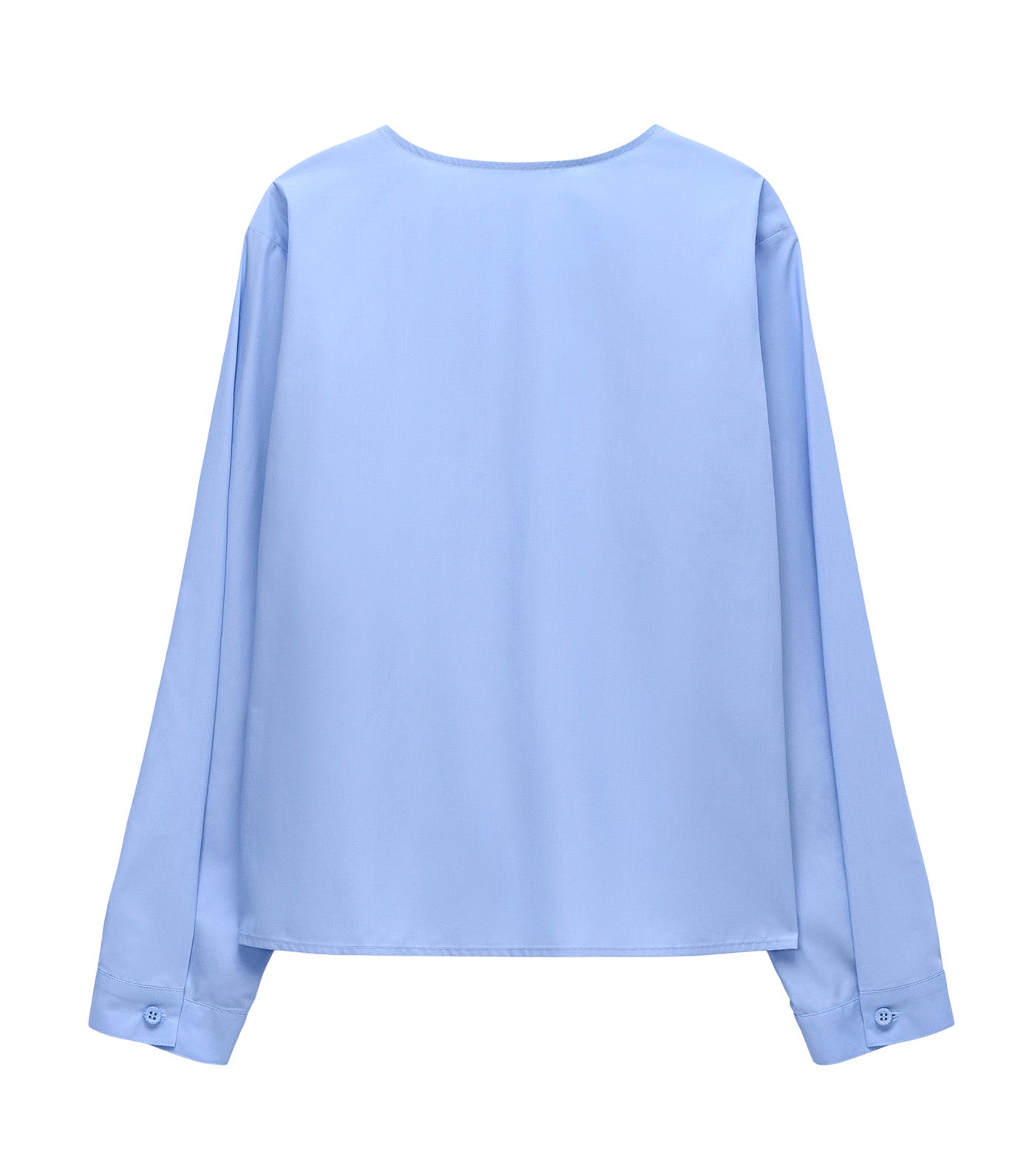 Draped Boat Neckline Blouse Light Blue