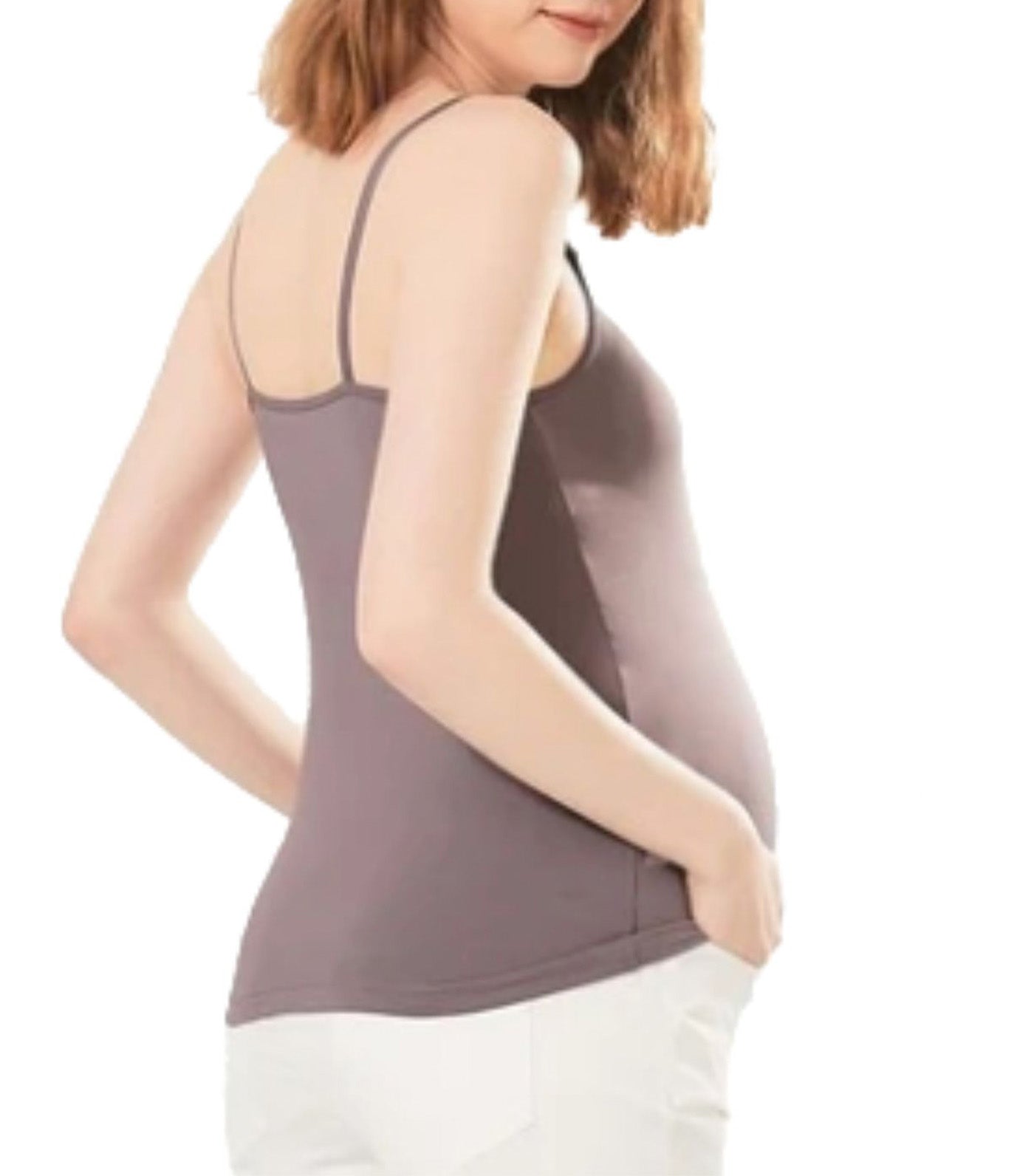 Mamaway Bra Top Antibacterial Spaghetti Strap Maternity Vest Dusty Purple