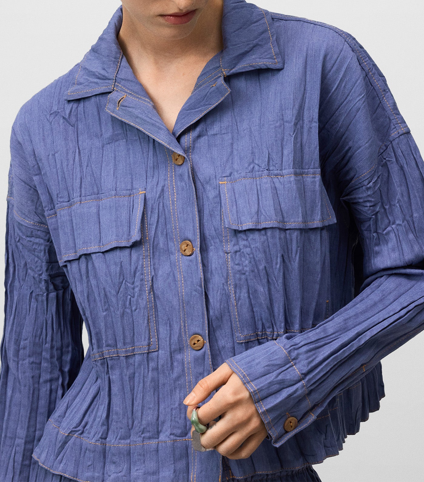 Adolfo Dominguez Crinkle Shirt Blue