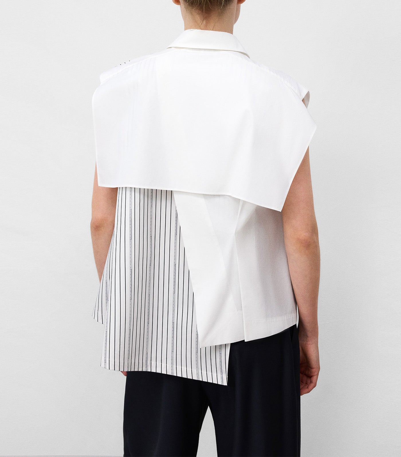Organic Cotton Asymmetrical Shirt White/Navy