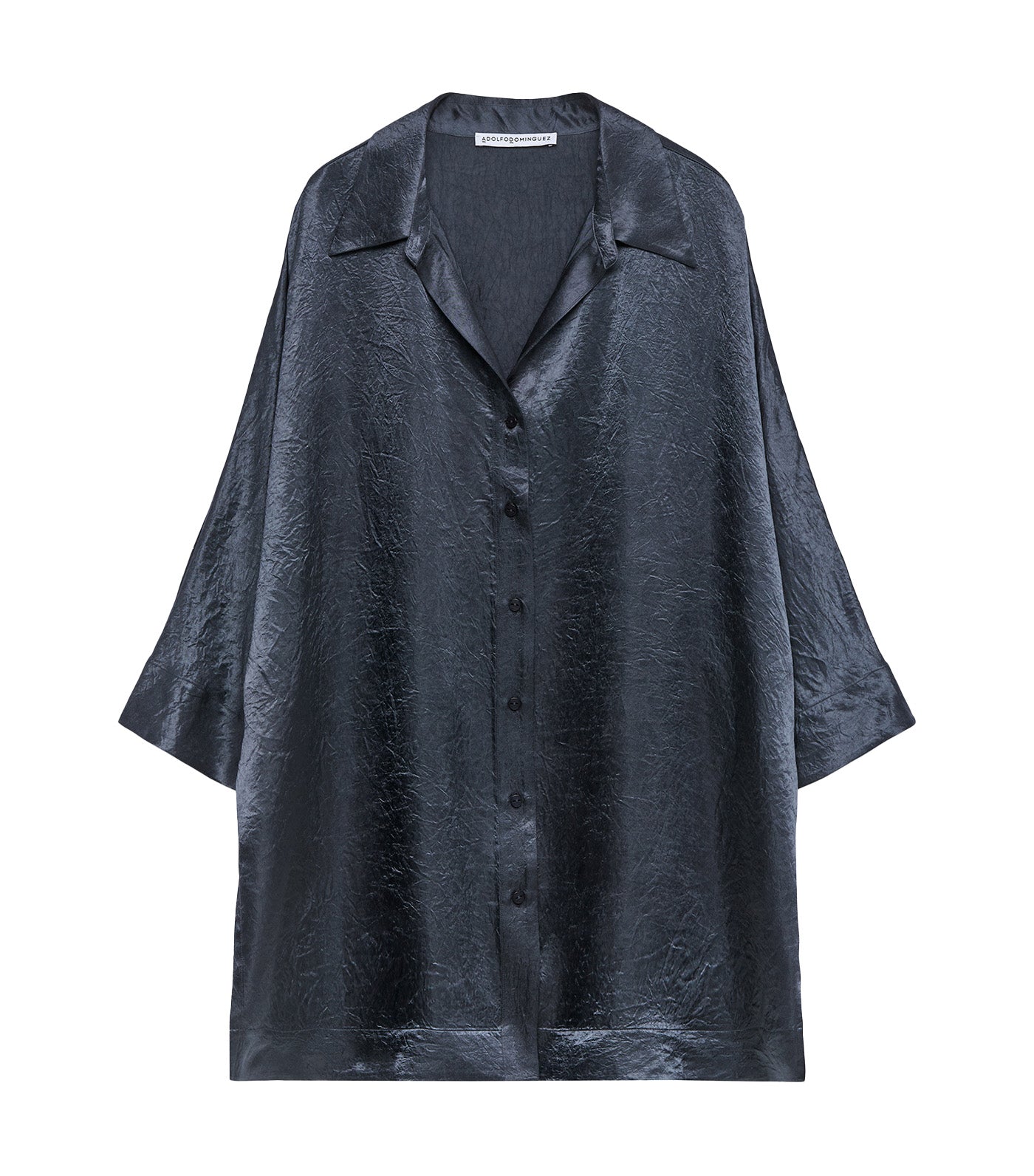 Acetate Satin Oversize Shirt Dark Gray