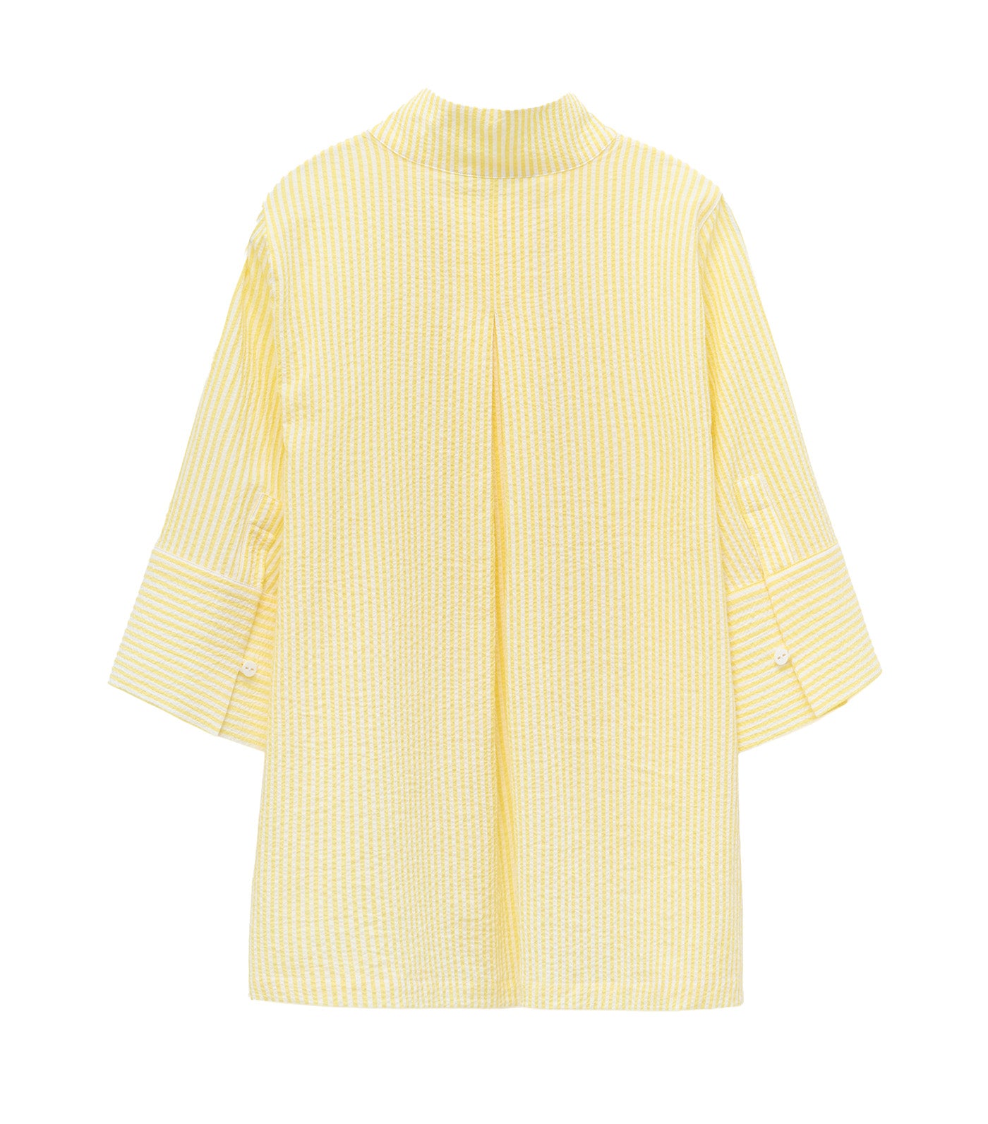 Cotton Seersucker Striped Shirt Yellow Stripe