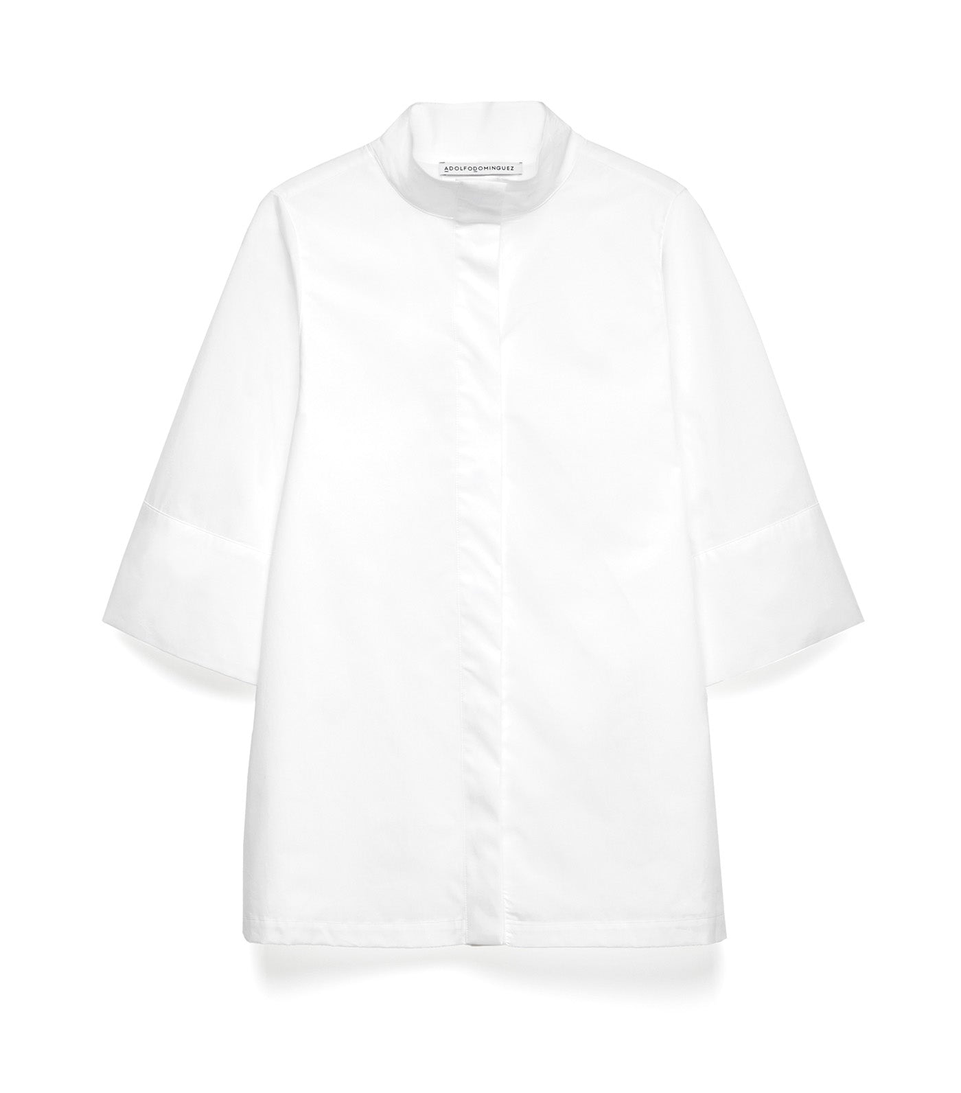 Short Sleeve High Collar Shirt White