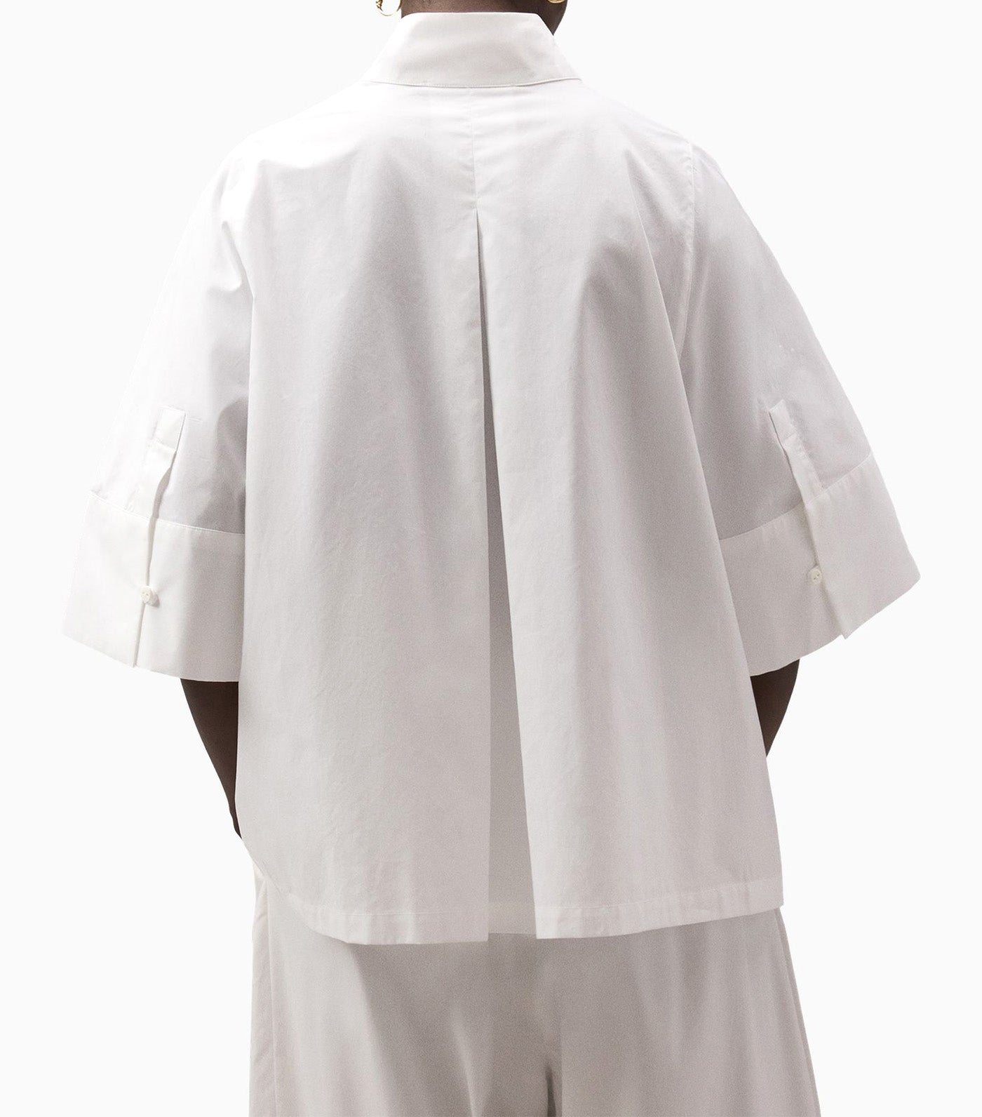 Short Sleeve High Collar Shirt White