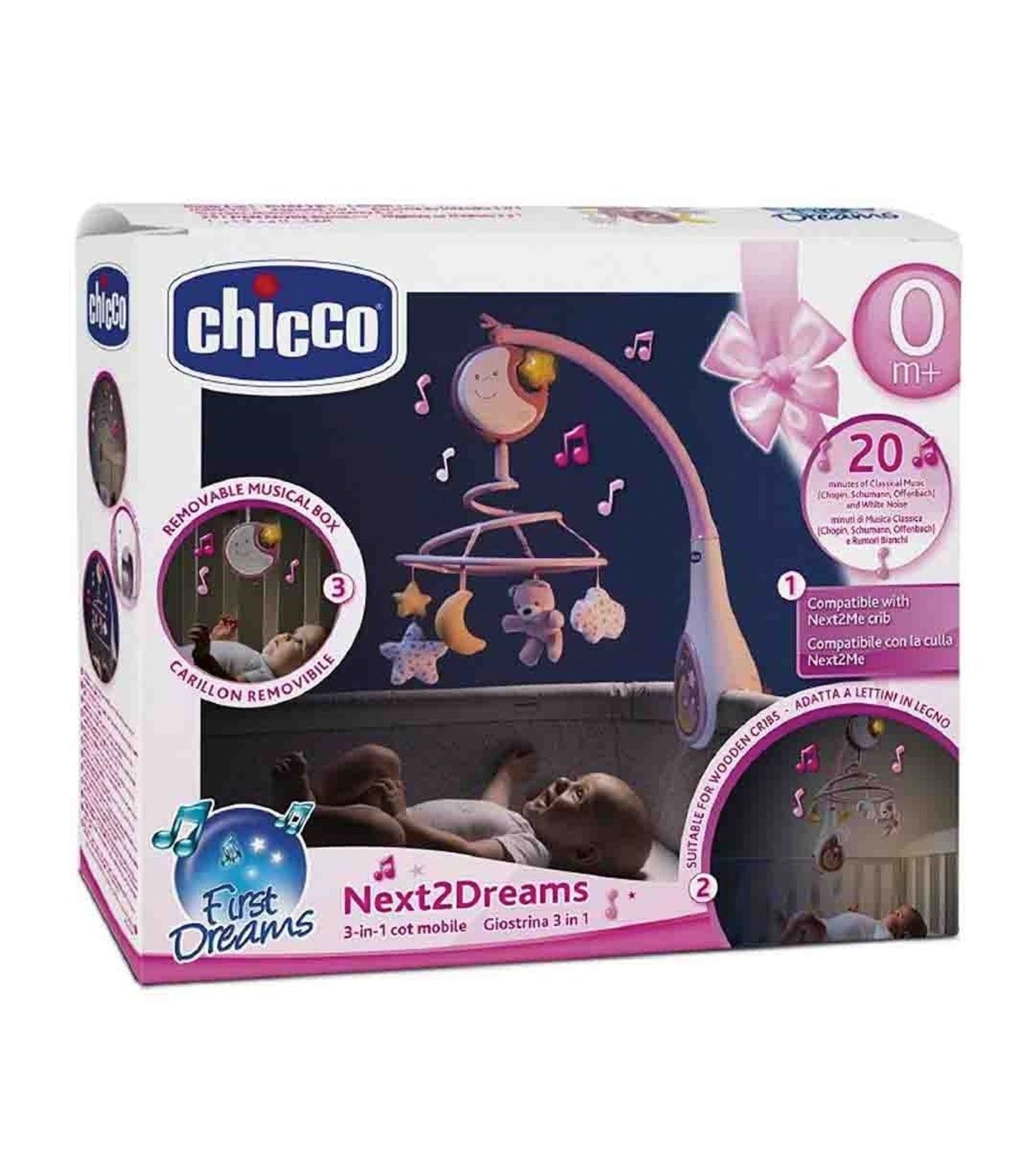 Next2Dreams 3-in-1 Cot Mobile Pink