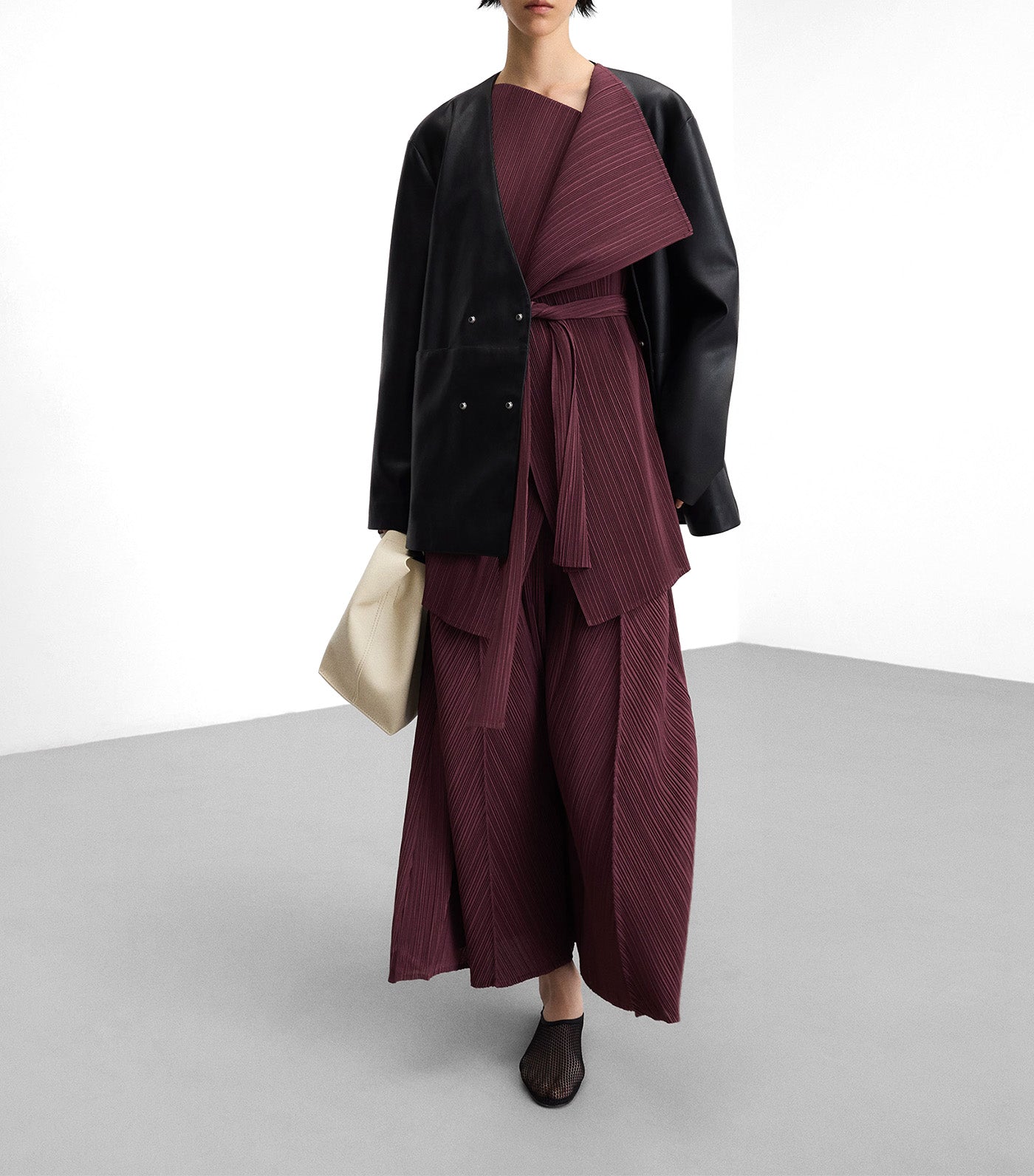 Unstructured Crinkle Jacket Aubergine