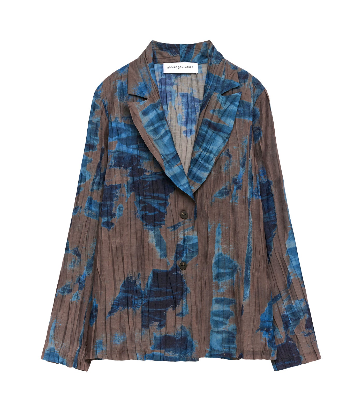Adolfo Dominguez Printed Crinkle Blazer Taupe Print