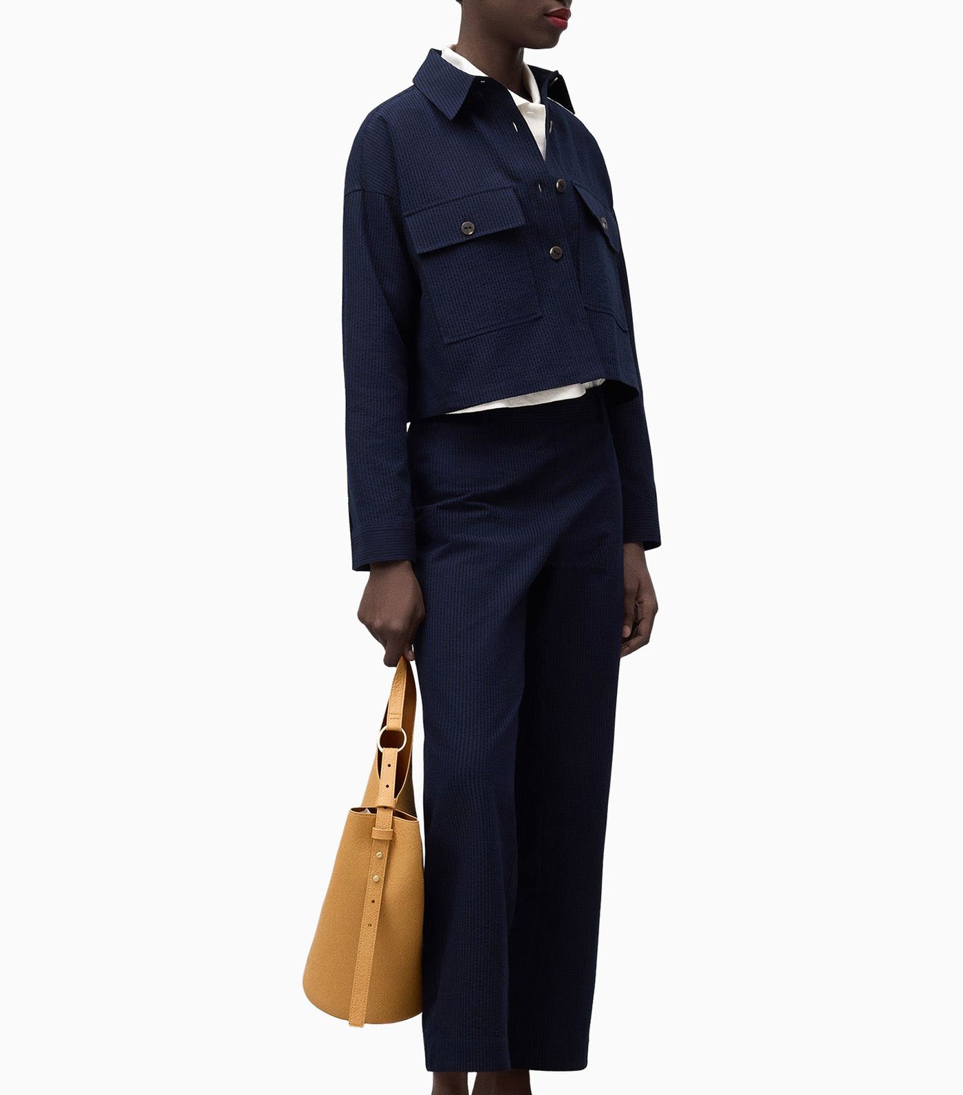 Cotton Seersucker Jacket Blue Stripe