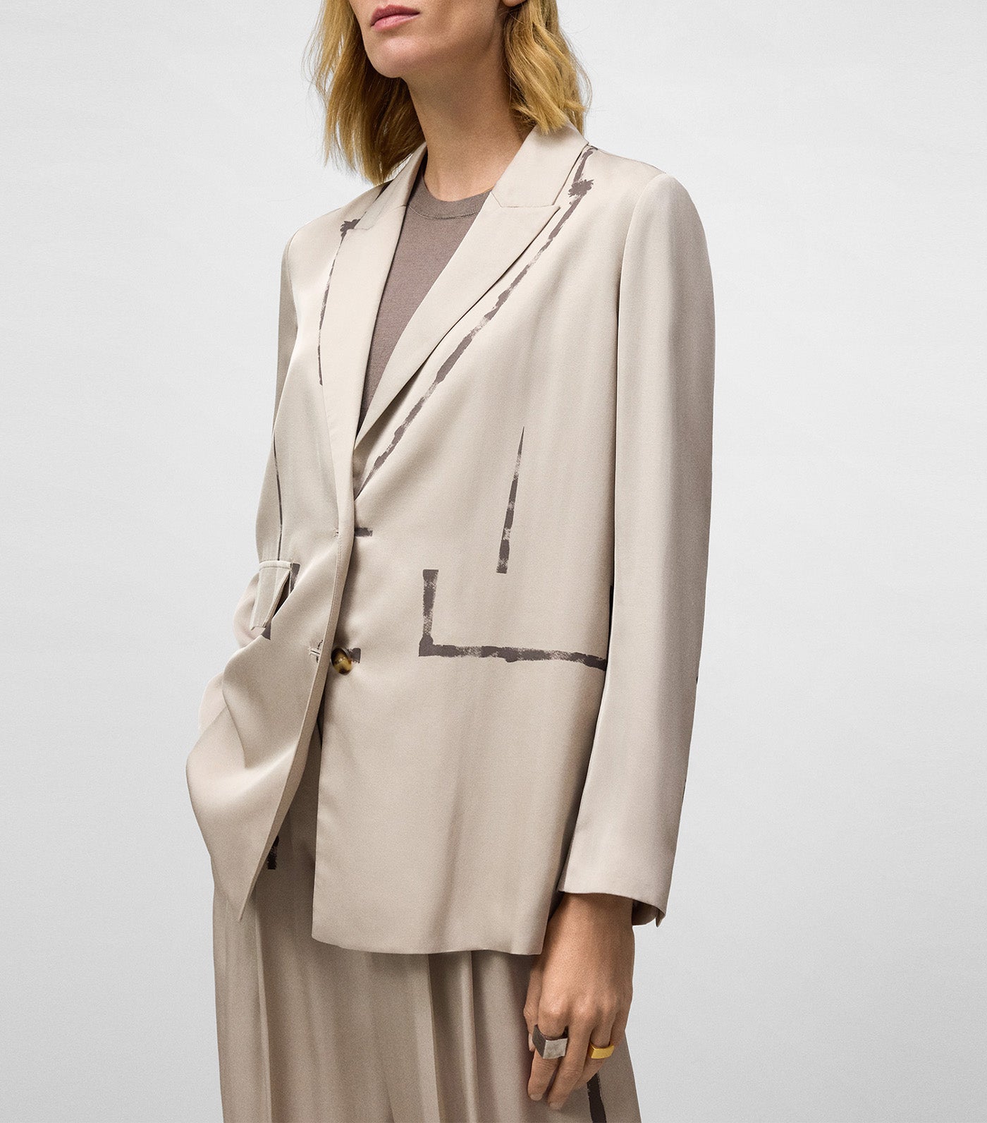Viscose Straight Blazer Taupe