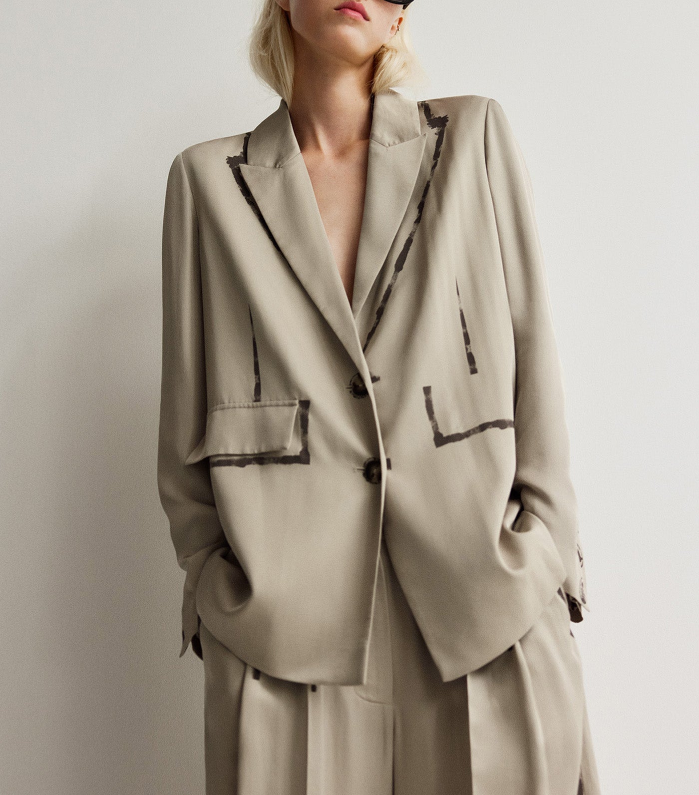 Viscose Straight Blazer Taupe