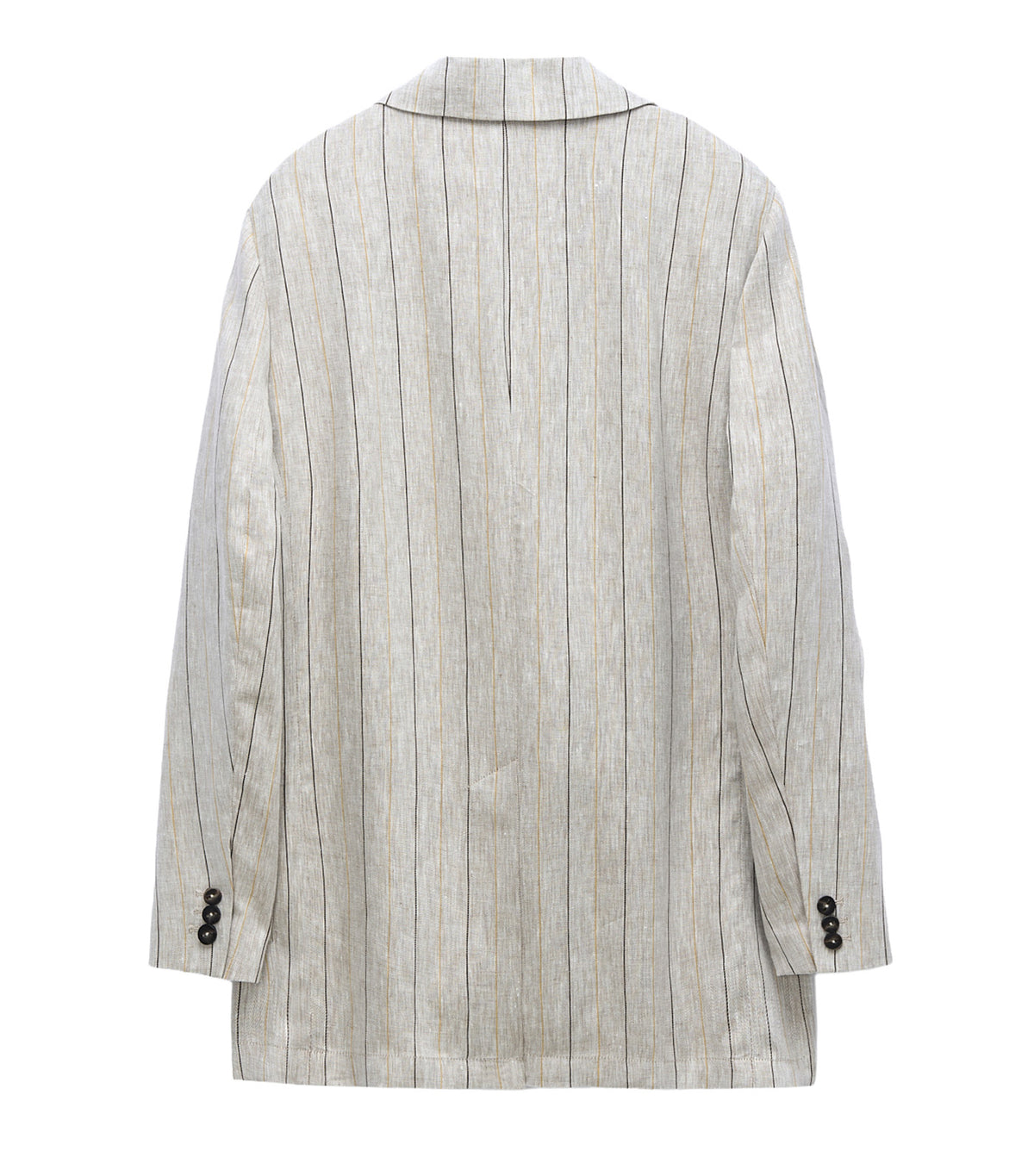 European Linen Striped Straight Blazer Brown Stripe