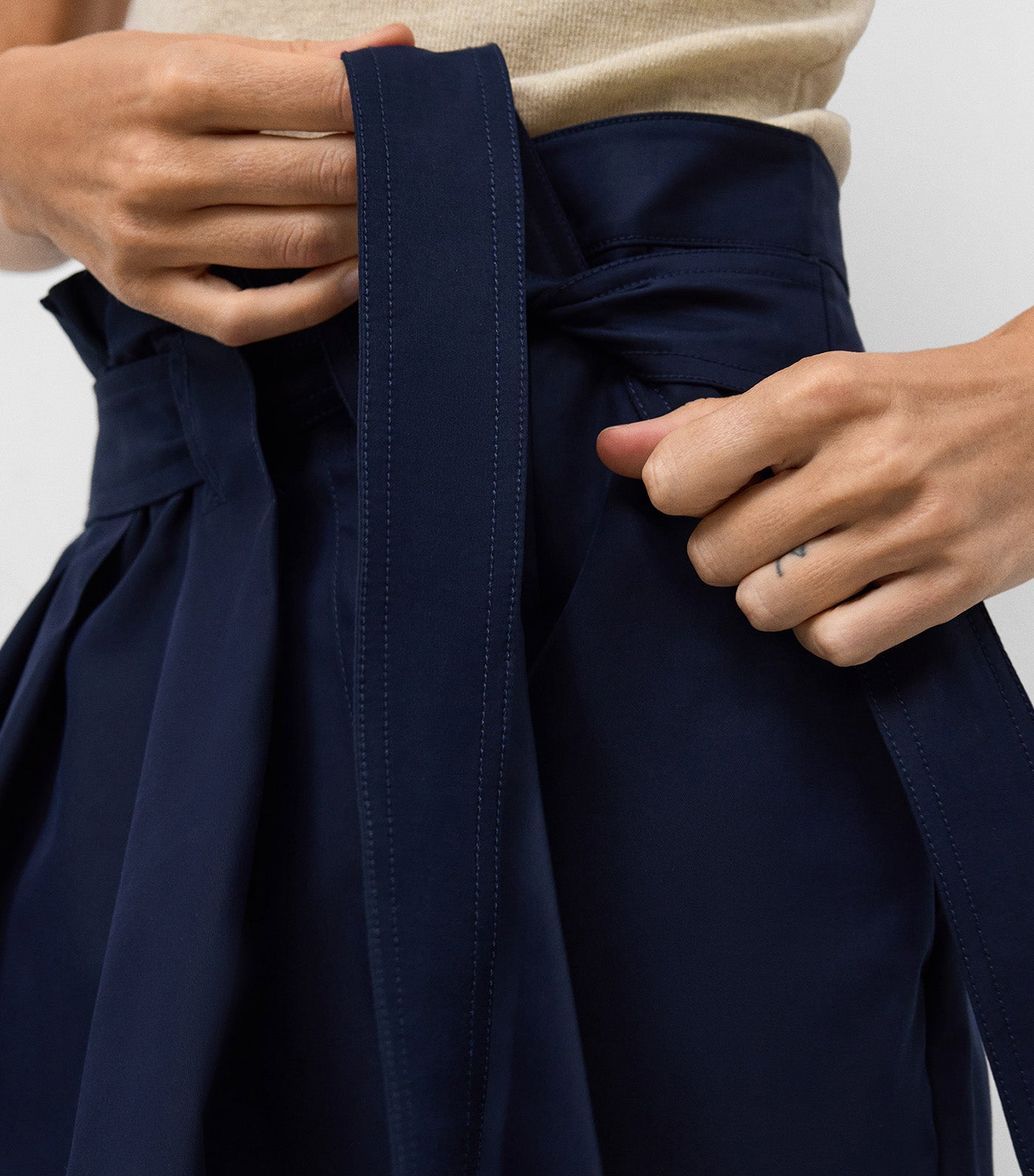 Draped Mini Skirt Navy Blue