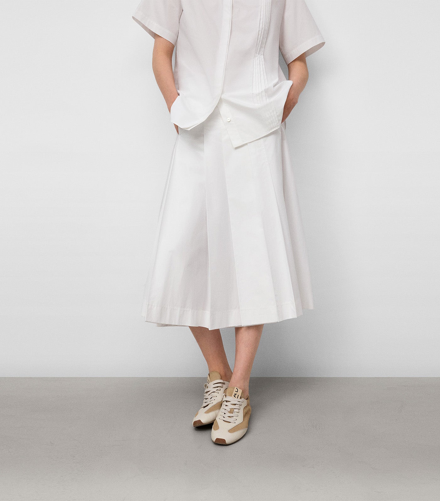 Organic Cotton Pleated Skirt White