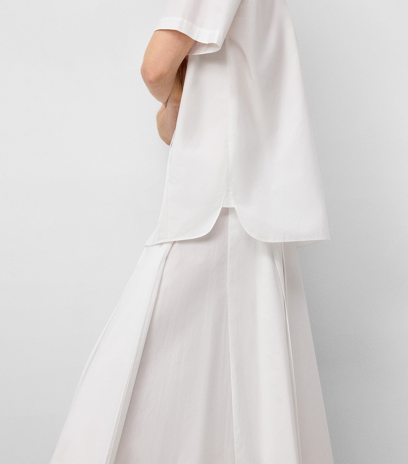 Organic Cotton Pleated Skirt White