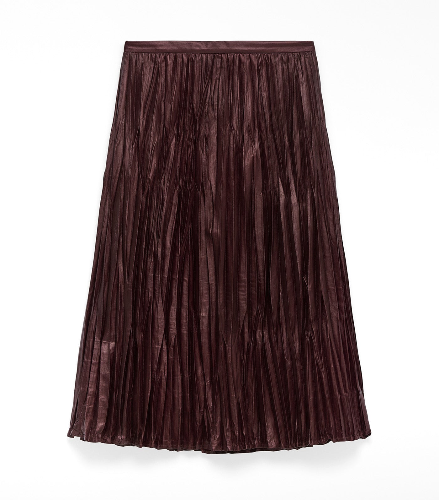 Adolfo Dominguez Leather-Non-Leather Crinkle Skirt Aubergine