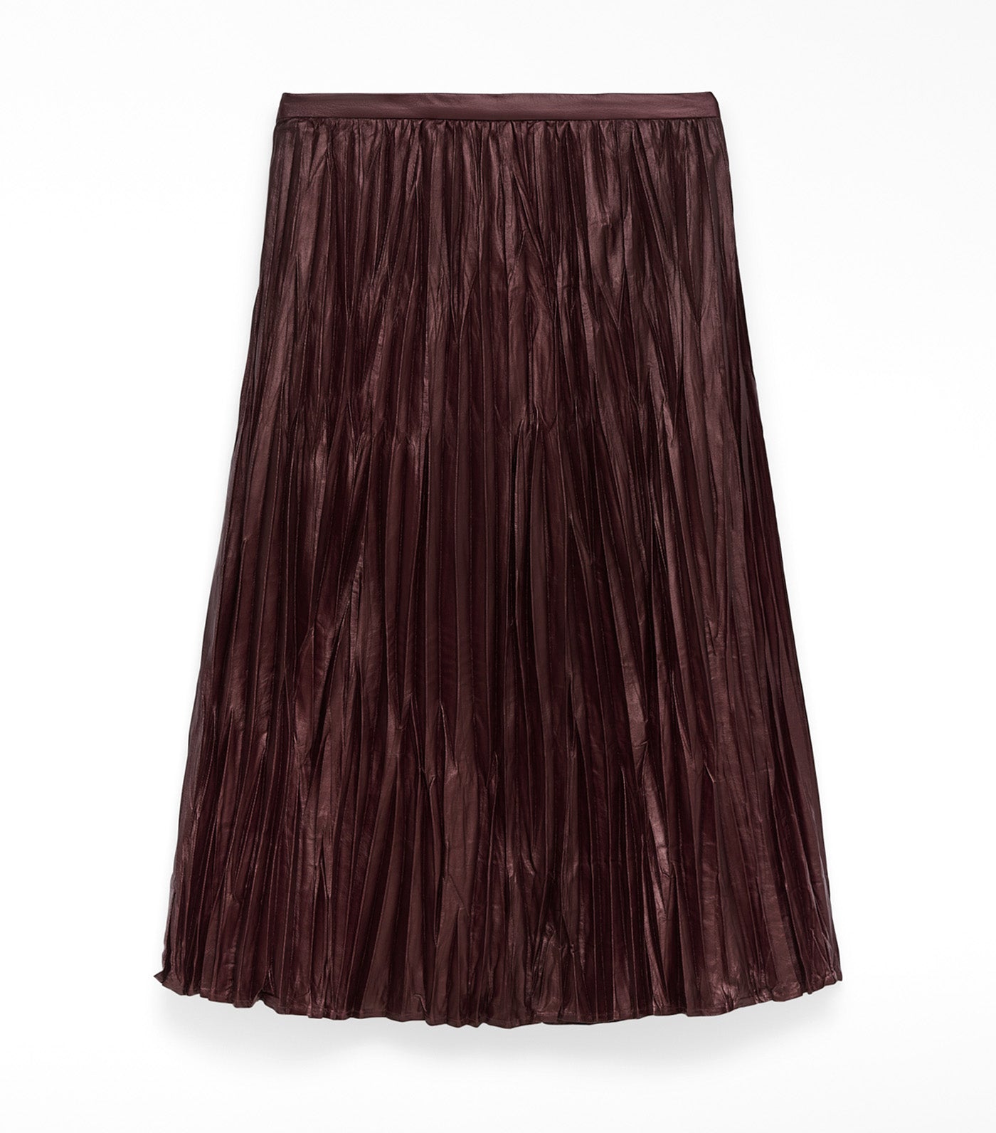 Adolfo Dominguez Leather-Non-Leather Crinkle Skirt Aubergine