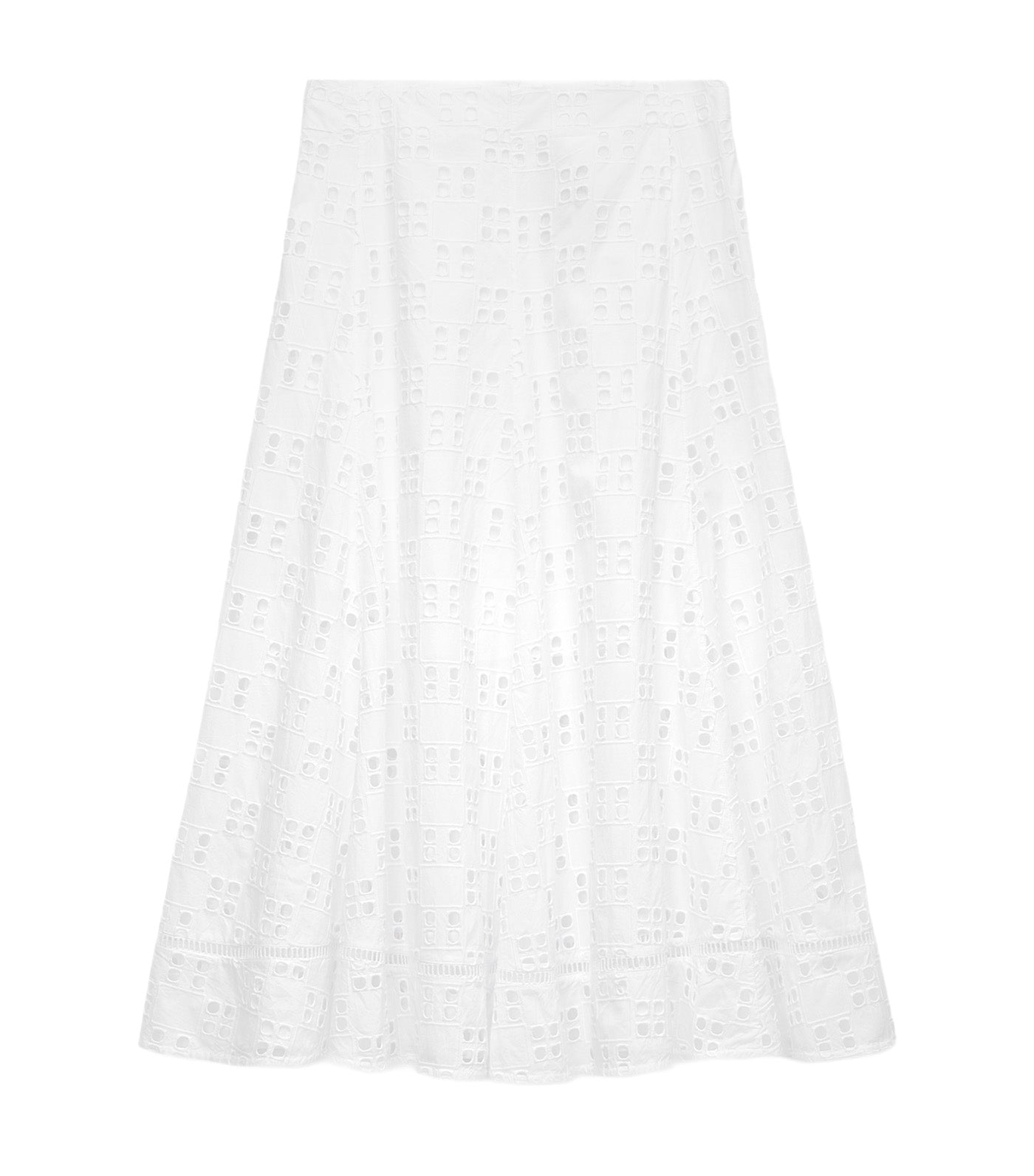 Poplin Skirt With English Embroidery White