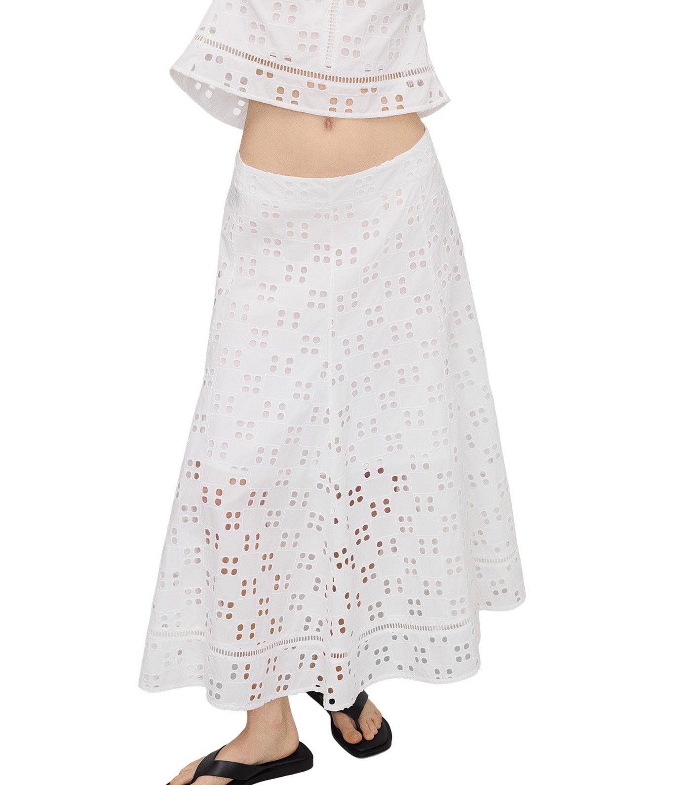 Poplin Skirt With English Embroidery White