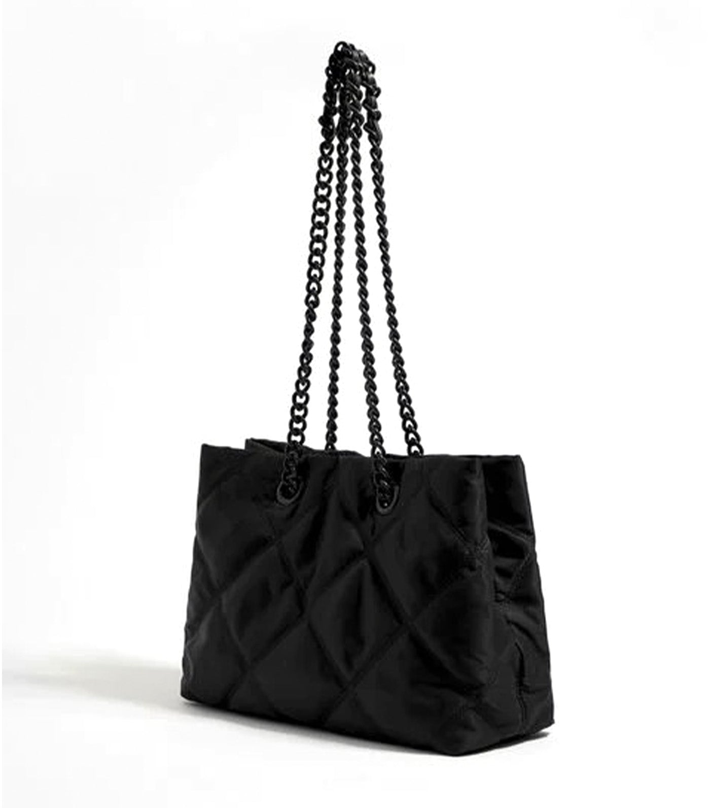 Medium Padded Nylon Shopper Bag Black