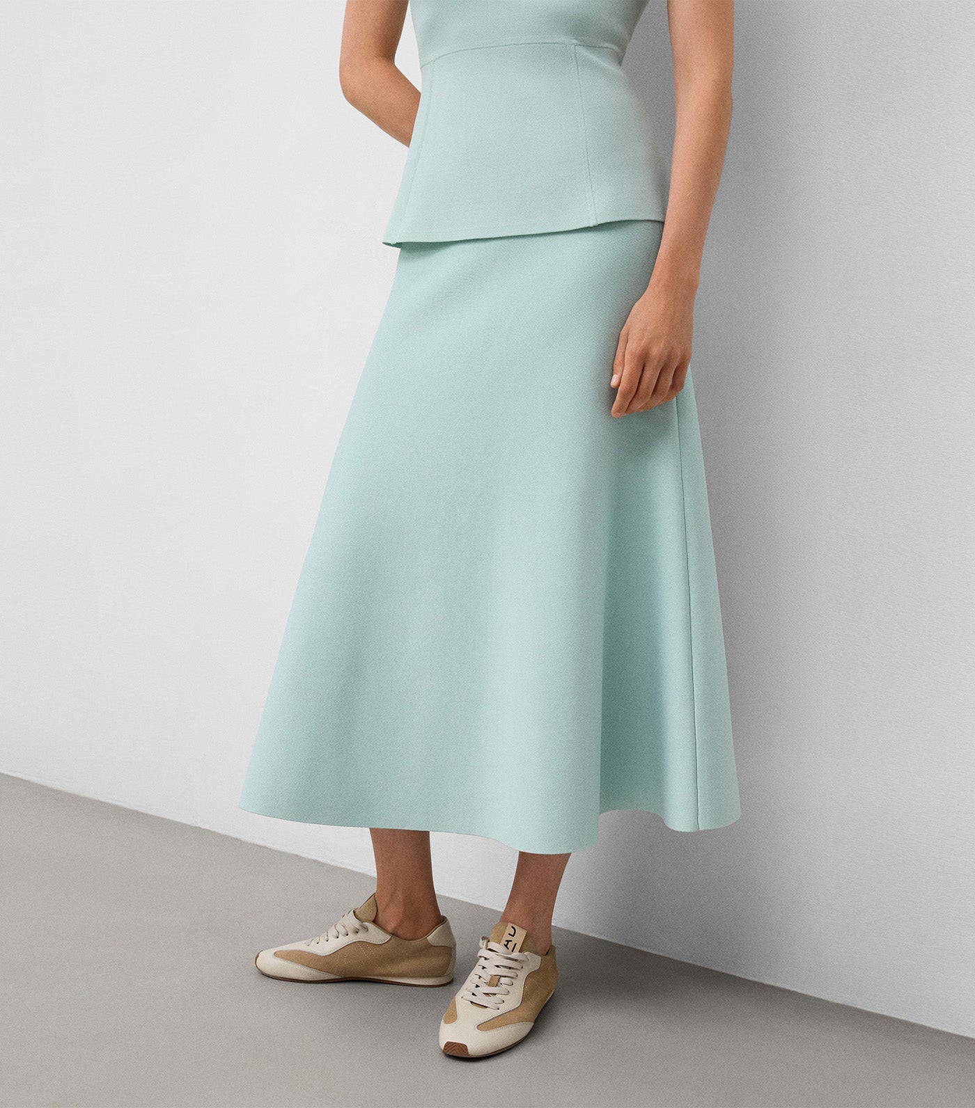 A-Line Knit Skirt Sea Water Green