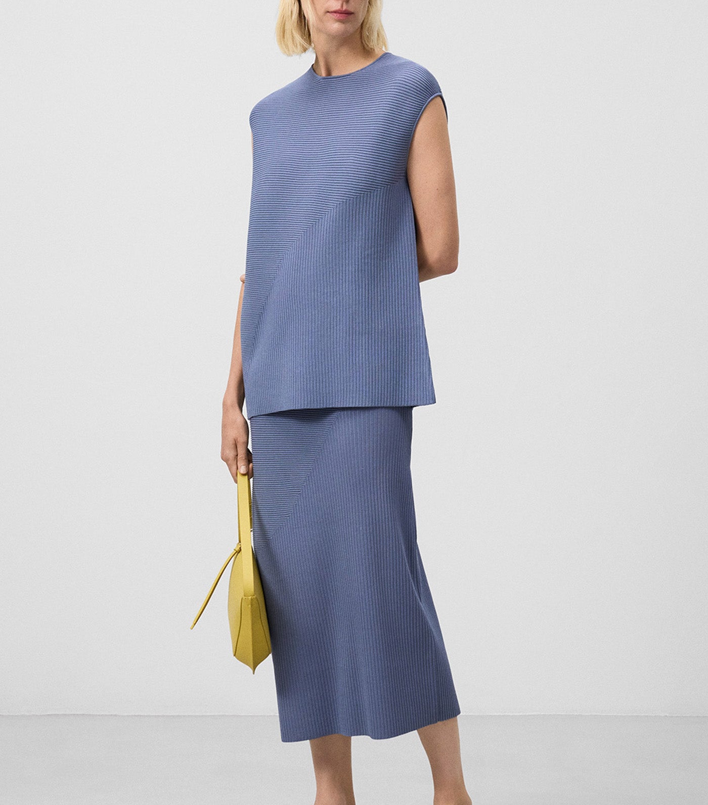 Ribbed Midi Skirt Blue/Gray