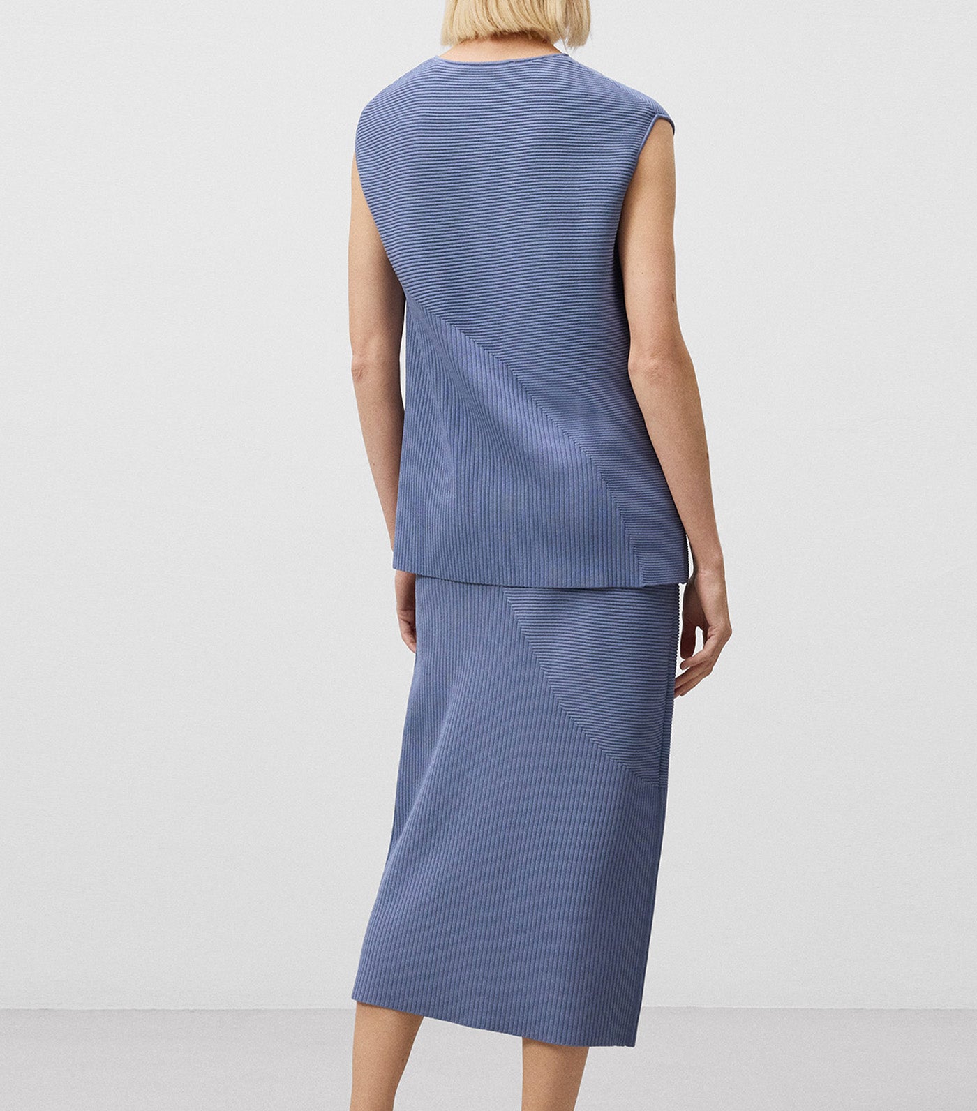 Ribbed Midi Skirt Blue/Gray