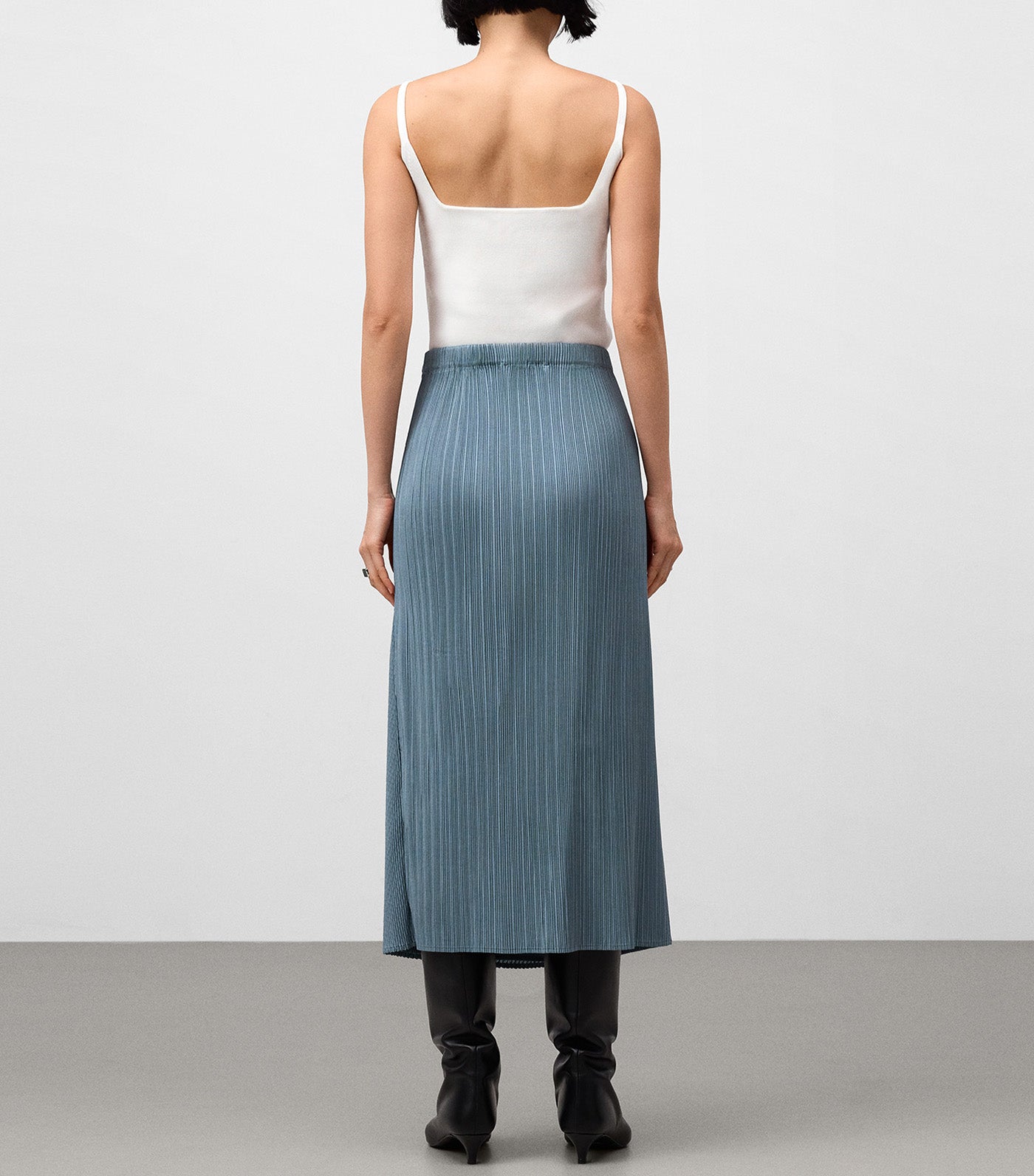 Straight Crinkle Skirt Gray-Blue