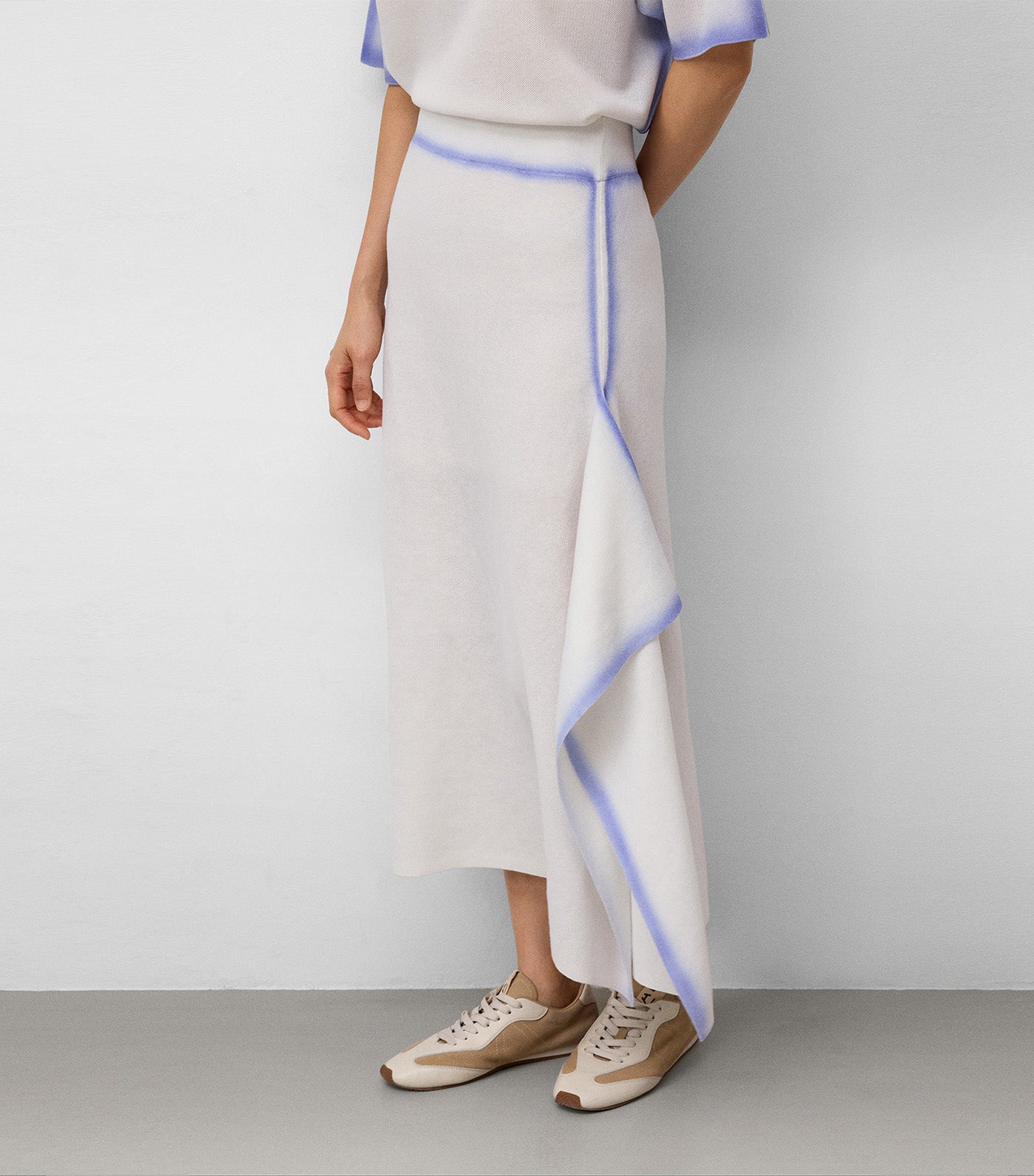 Double-Knit Skirt Ecru/Navy