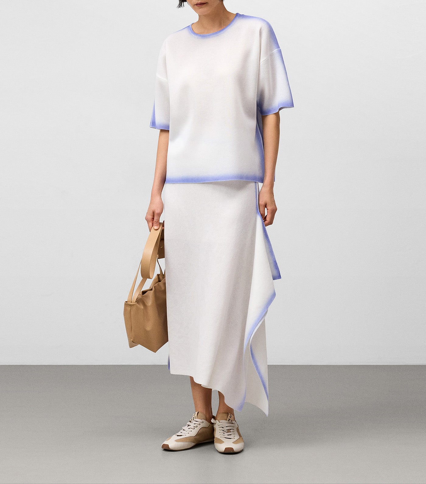 Double-Knit Skirt Ecru/Navy