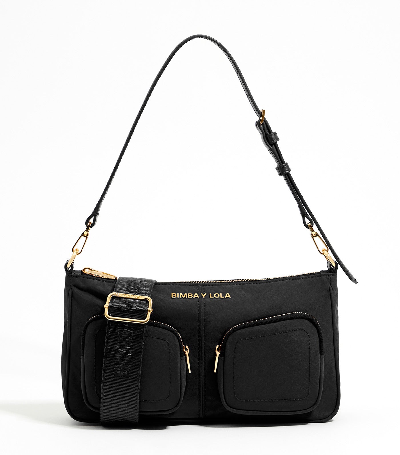 Small Nylon Pocket Crossbody Bag Black
