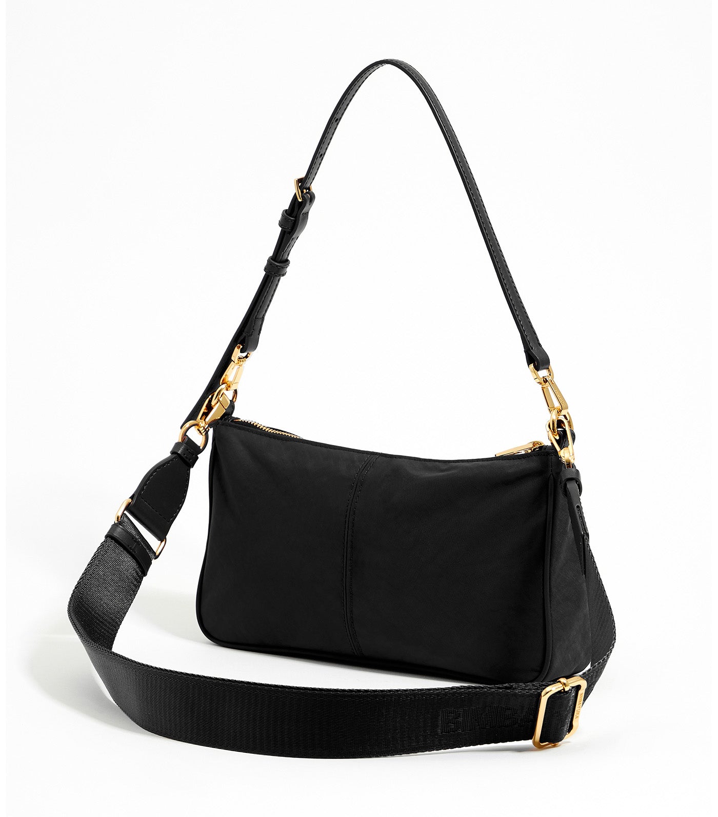Small Nylon Pocket Crossbody Bag Black