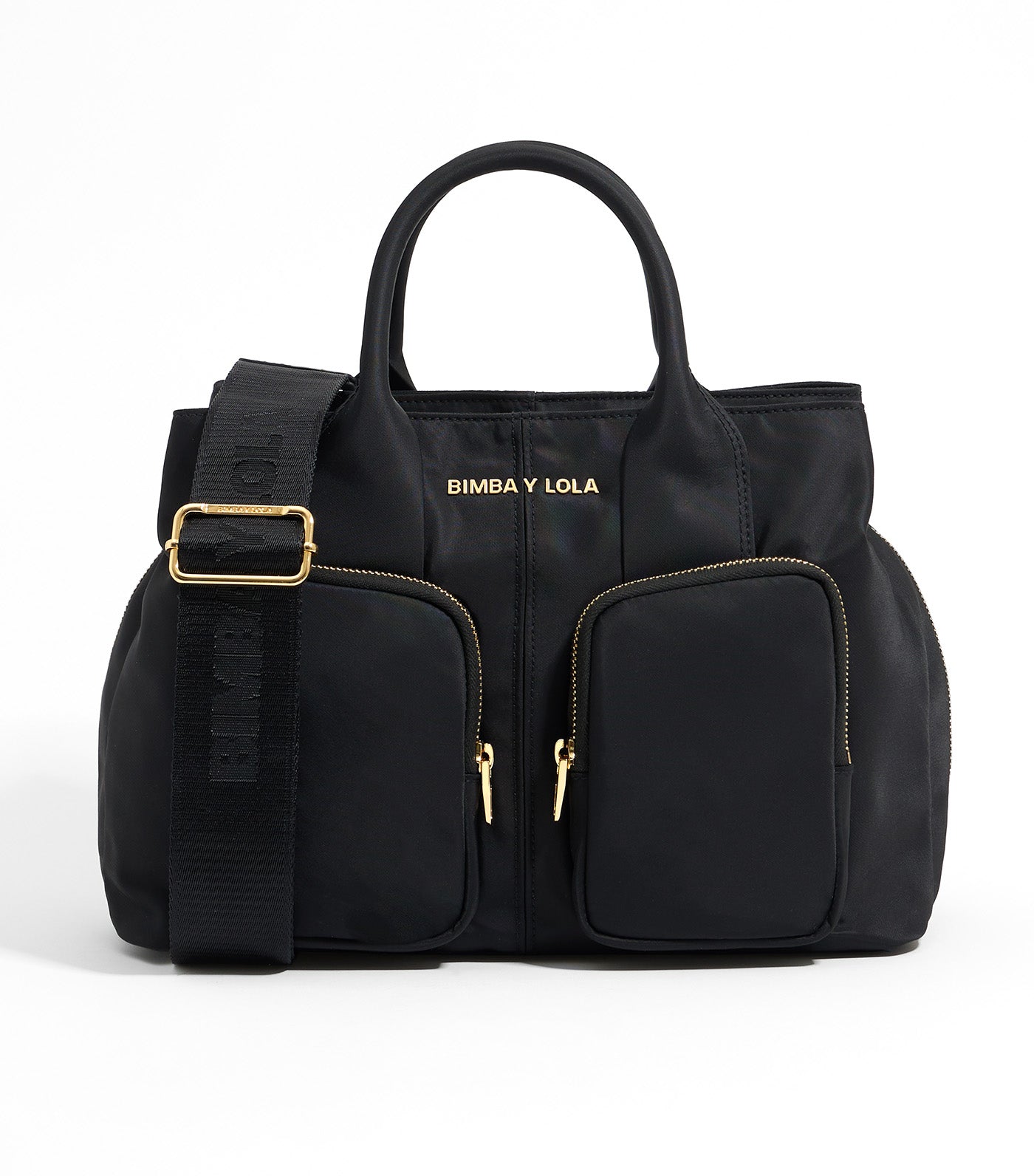 Large Nylon Pocket Handbag Black