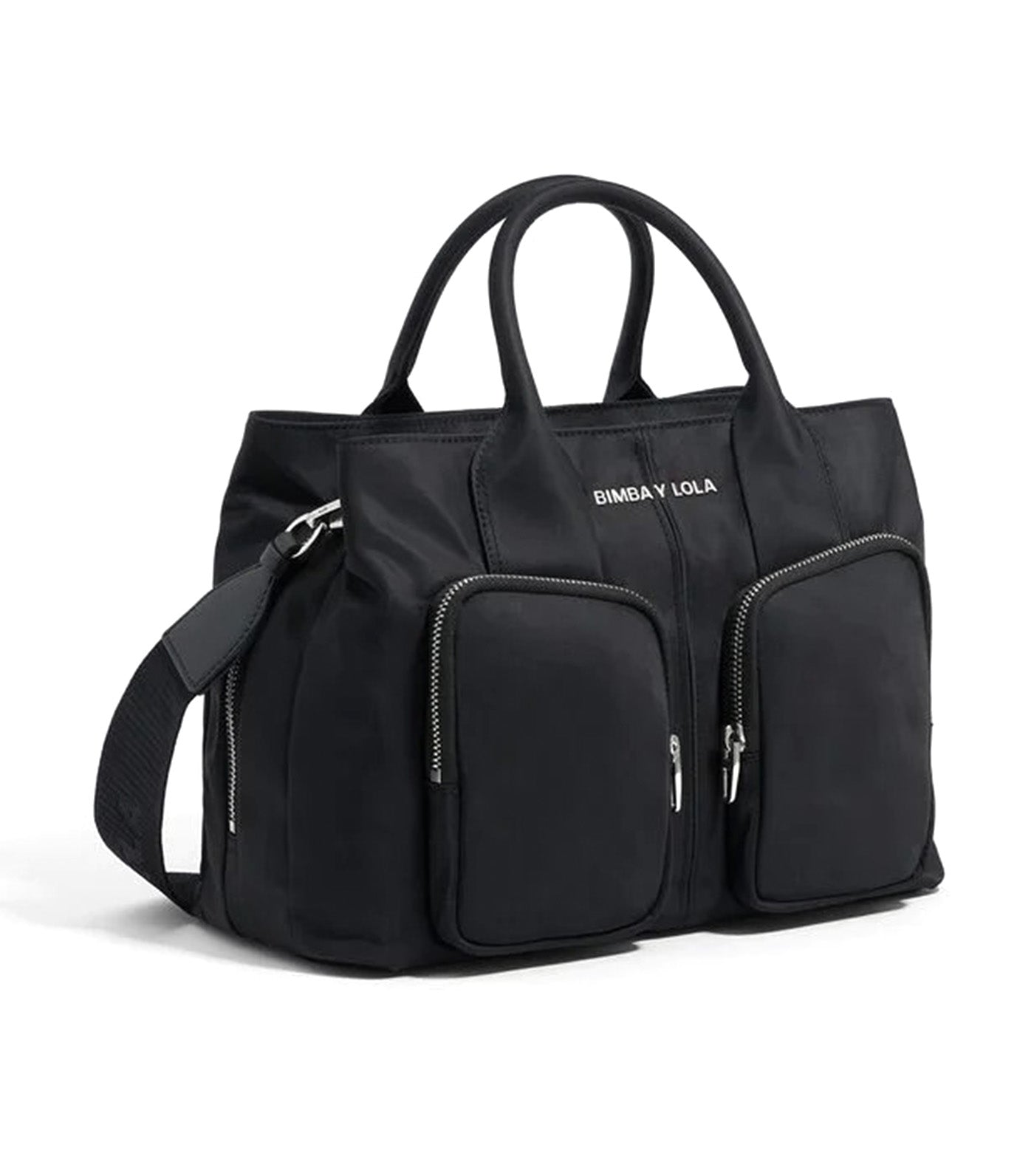 Large Nylon Pocket Handbag Black