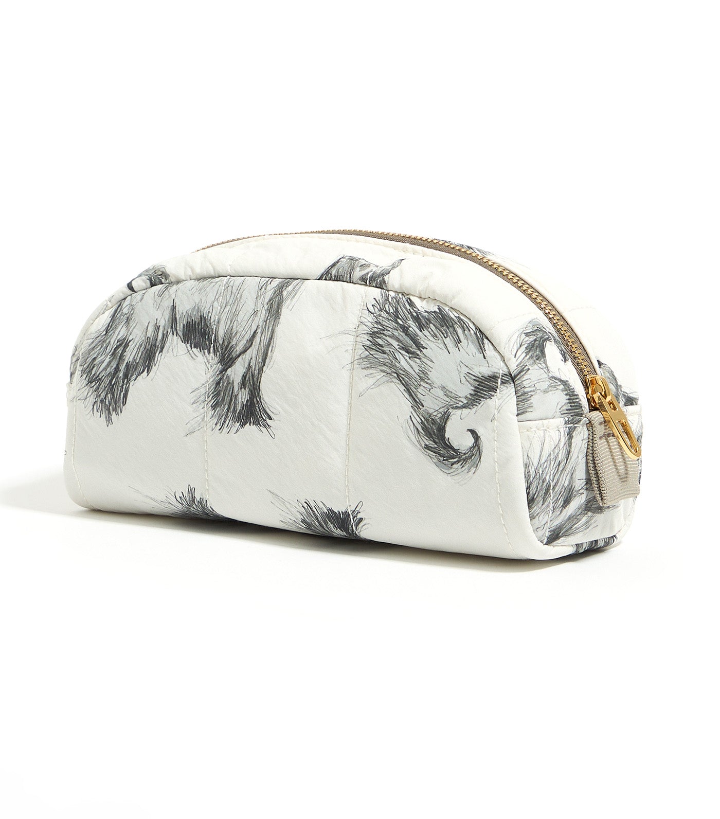 Pencil Greyhound Print Nylon Make-Up Case Gray