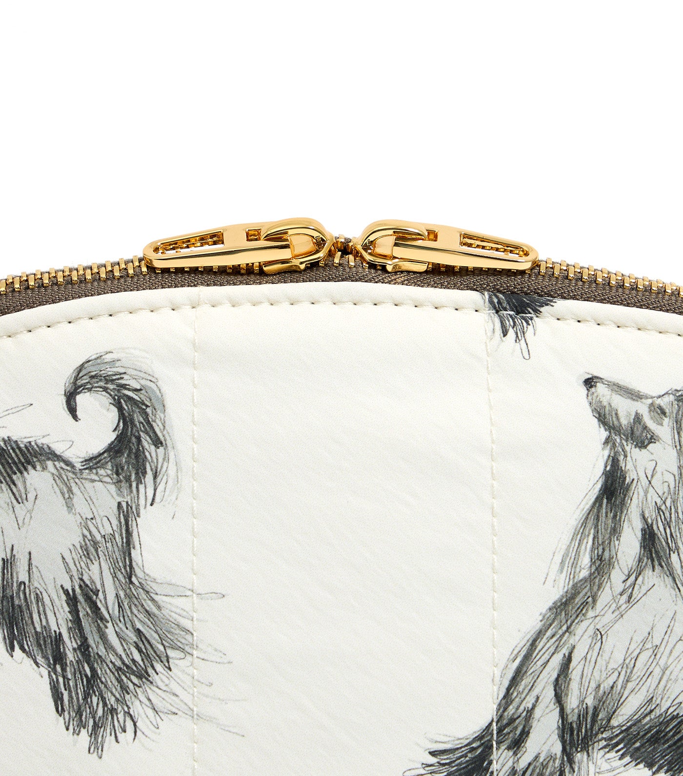 Large Pencil Greyhound Print Nylon Half-Moon Make-Up Case Gray