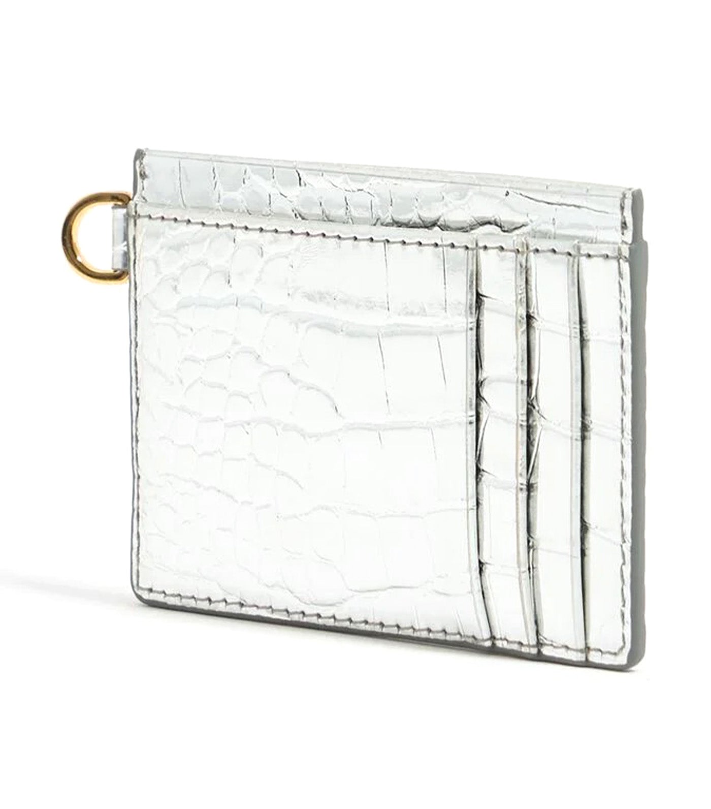 Mock Croc Card Holder Silver