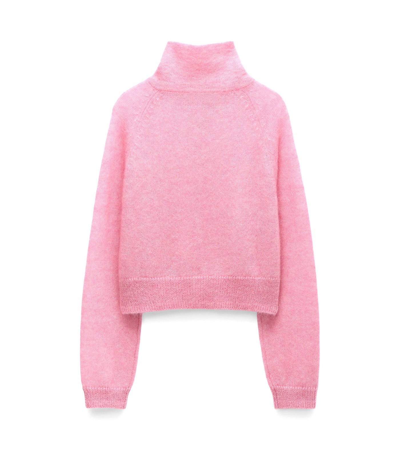 Funnel Neck Short Cardigan Pink