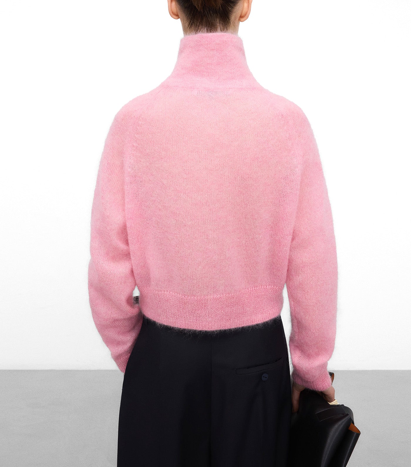 Funnel Neck Short Cardigan Pink