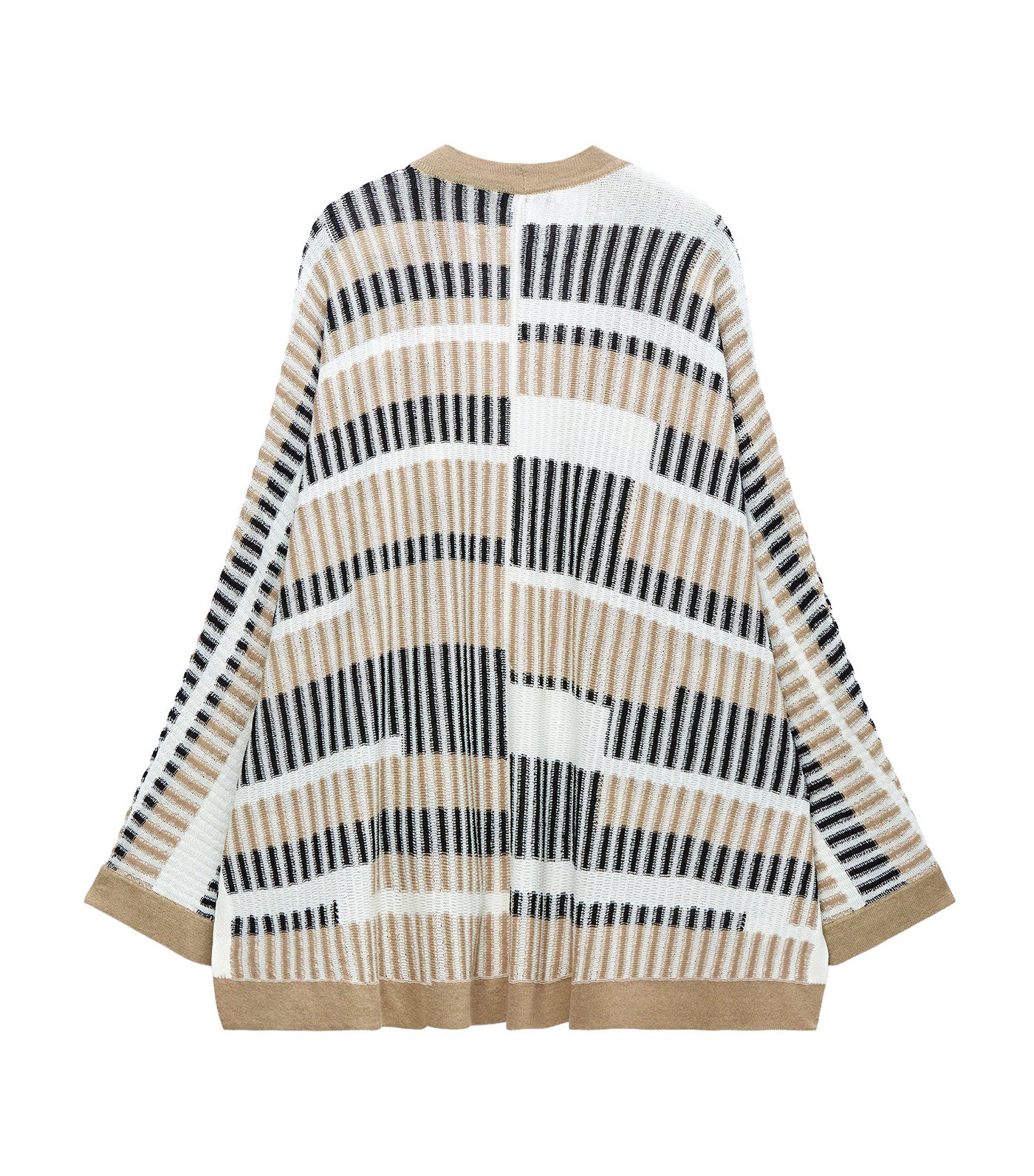 Irregular Striped Jacquard Knit Jacket Black/Ecru