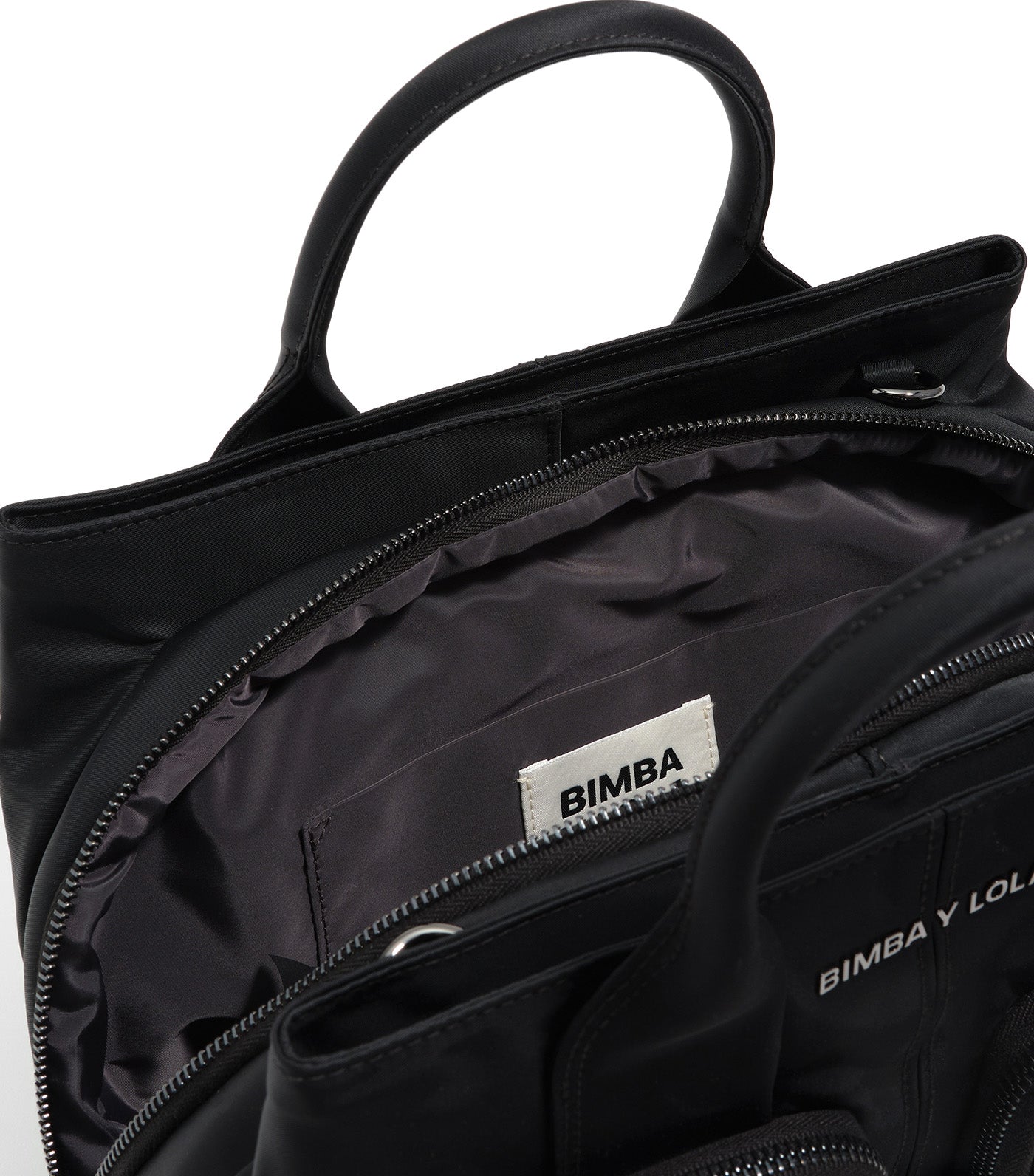 Nylon Pocket Top Handle Bag Black