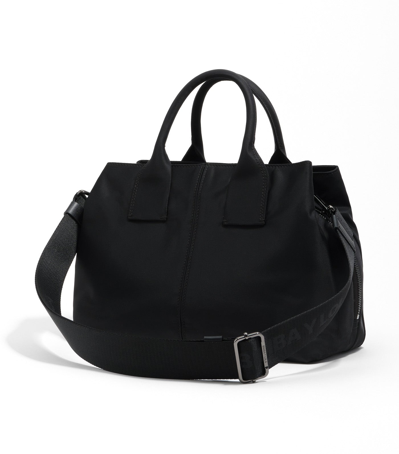 Nylon Pocket Top Handle Bag Black