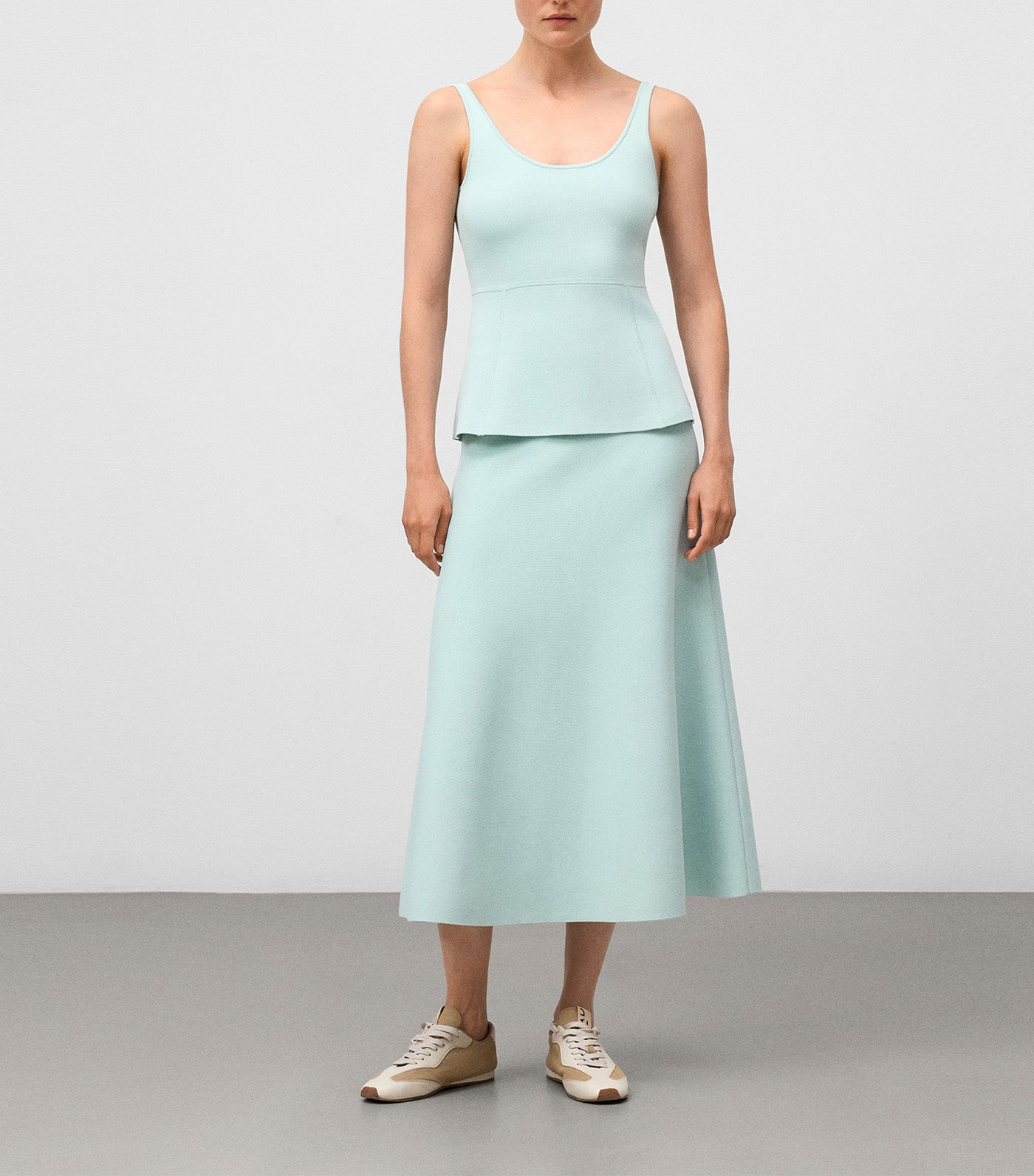 Knit Peplum Top Sea Water Green