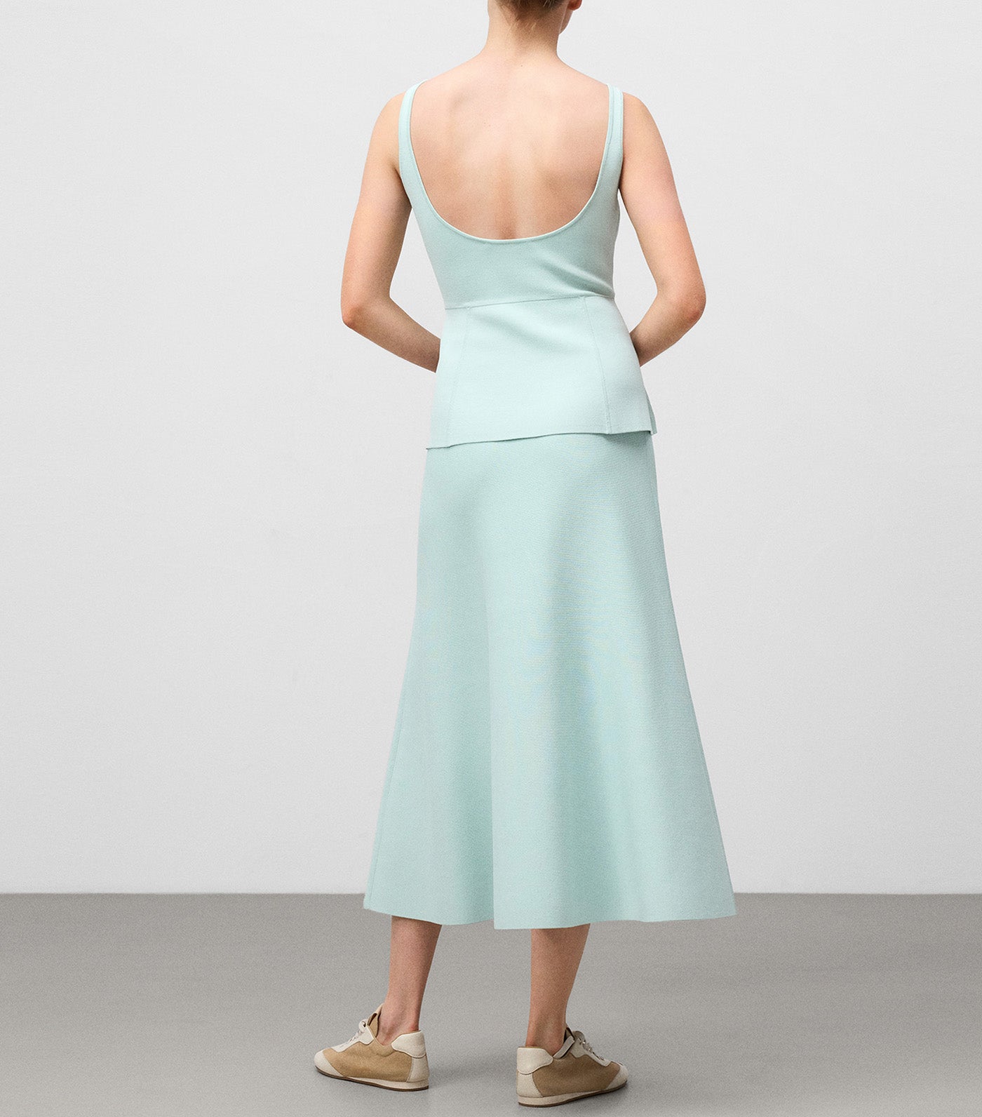 Knit Peplum Top Sea Water Green